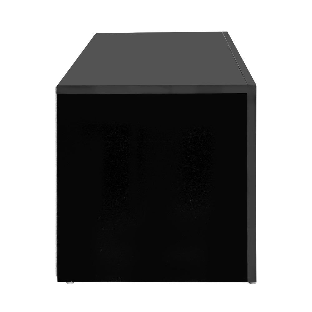 Artiss 130cm Black Angus Entertainment TV Stand with LED Lighting - Perfect for Living Room, Bedroom, and Home Theater Setup