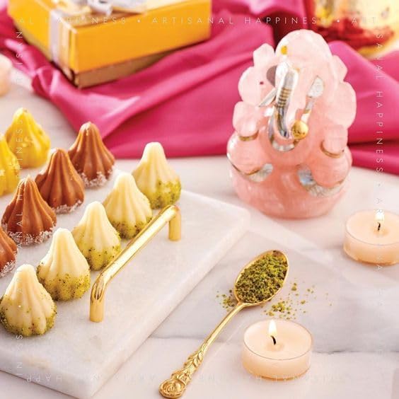 LEGACYCART 16 Cavity Silicone Modak Molds and 3-Piece Modak Maker Set - 3D Cake Molds for Cupcakes, Chocolate Mousse, Dessert, Brownie, Cookie & Pudding - Perfect for Indian Sweets, Diwali Treats & Home Baking
