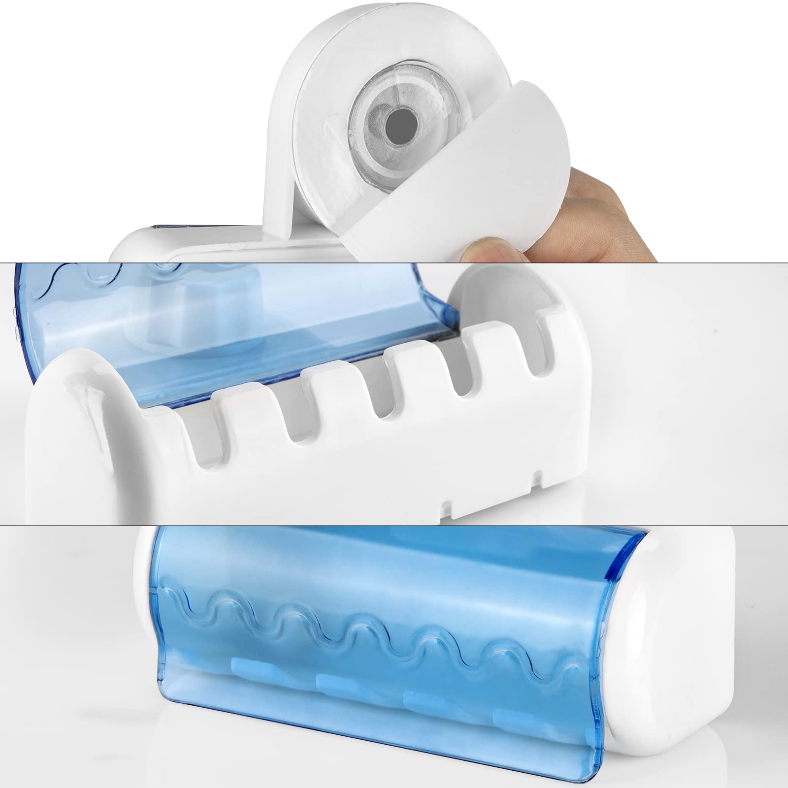 5-Slot Self Adhesive Toothbrush Holder with Cover - Wall Mounted Bathroom Organizer for Shower, Dorm & Cabinet - Space Saving Toothbrush Storage Rack for Home, RV & Travel Use