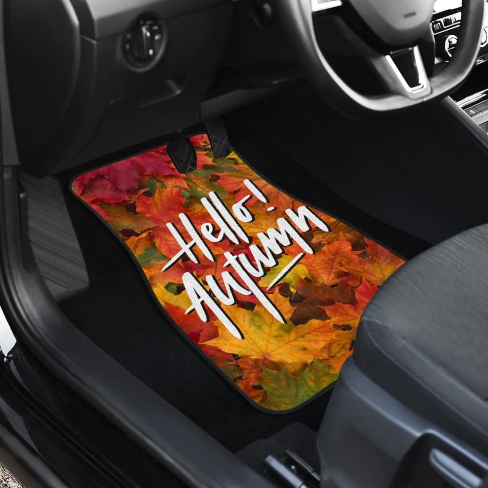 Premium Hello Autumn Quote Car Floor Mats - All-Weather Protection for Fall Season | Perfect for SUVs, Sedans & Trucks
