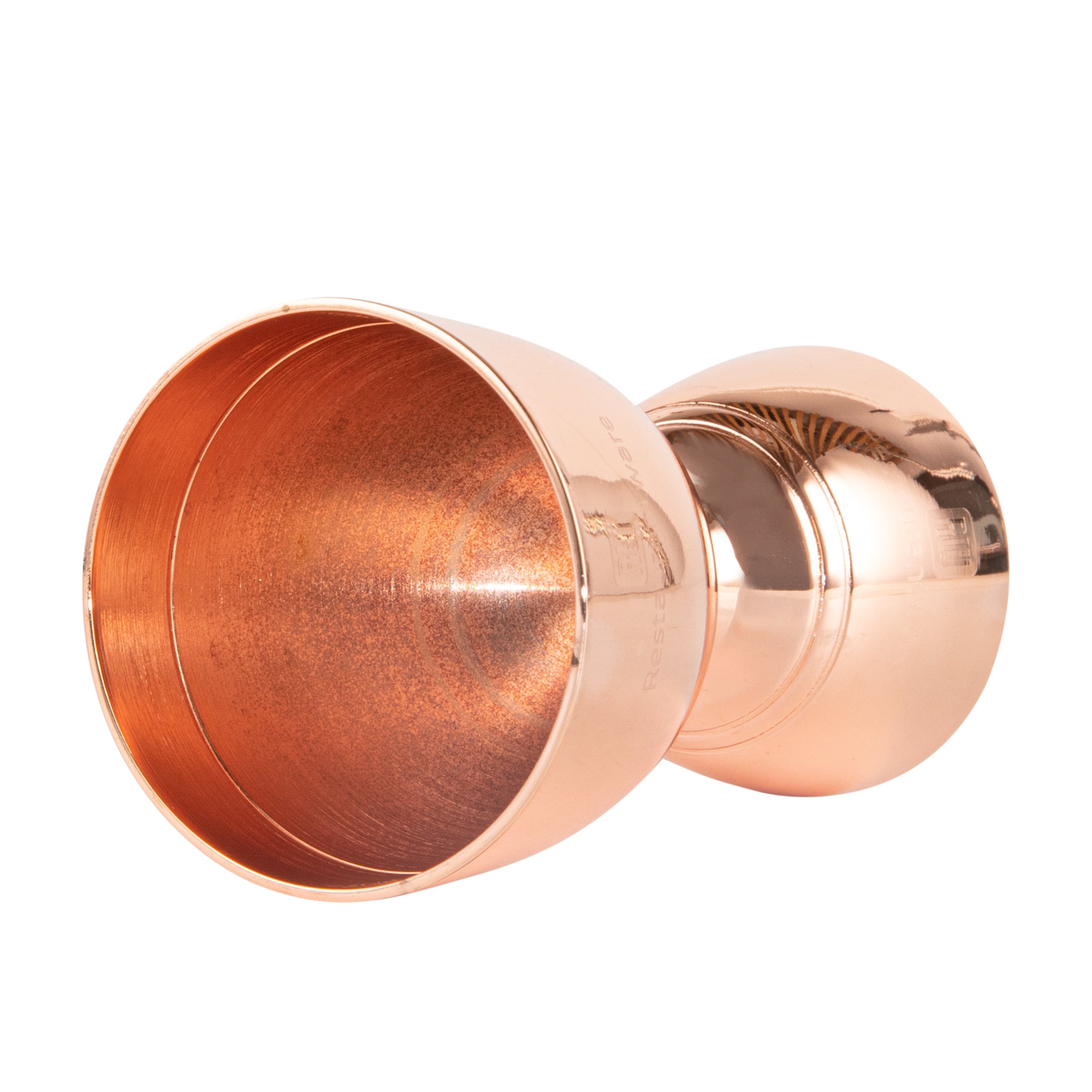 1 oz & 2 oz Copper Plated Stainless Steel Cocktail Jigger - Professional Bar Measuring Cup for Mixing Negroni, Martini, Old Fashioned - Perfect for Home Bars & Cocktail Parties (1 Count)