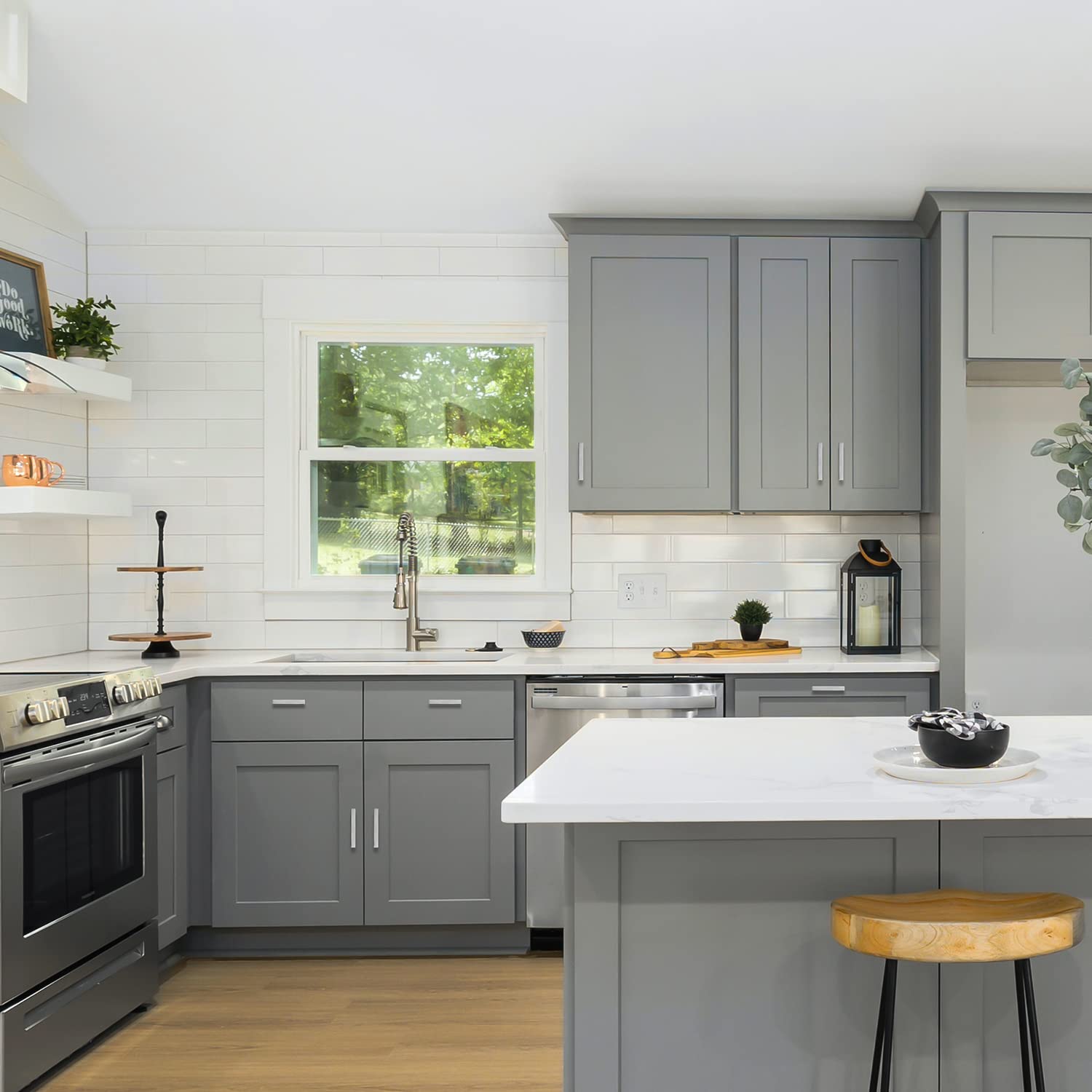 Ravinte 15 Pack 3-3/4 Inch Brushed Nickel Stainless Steel Cabinet Pulls - Square Kitchen Cabinet Handles & Drawer Hardware with Screwdriver Included - Perfect for Modern Kitchen & Bathroom Renovation