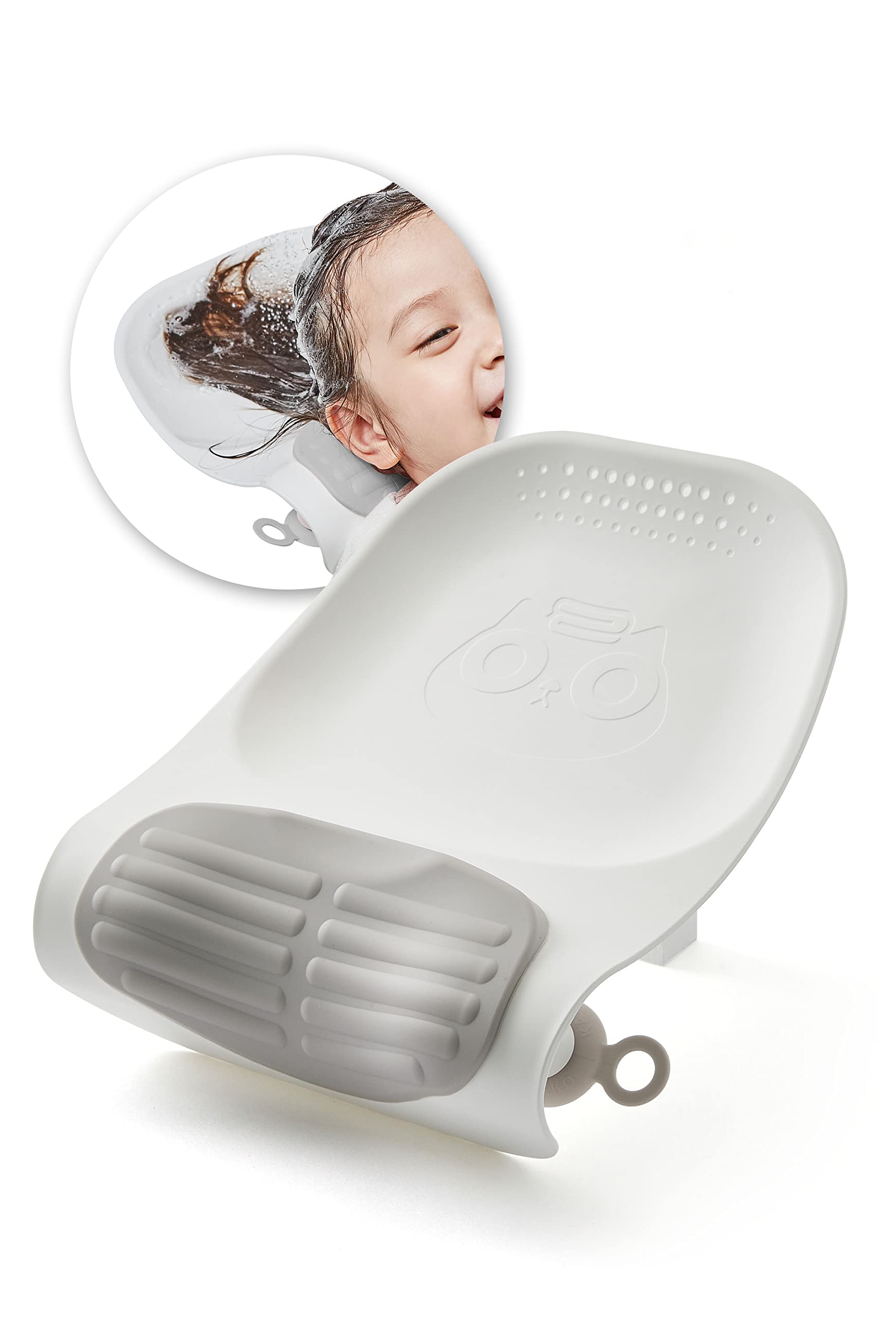 Toyture Portable Shampoo Bowl for Kids, Adults & Babies - Adjustable Hair Washing Basin with Neck Support | Tear-Free Baby Shampoo Sink | Home Salon & Travel Hair Care Accessory (Grey)