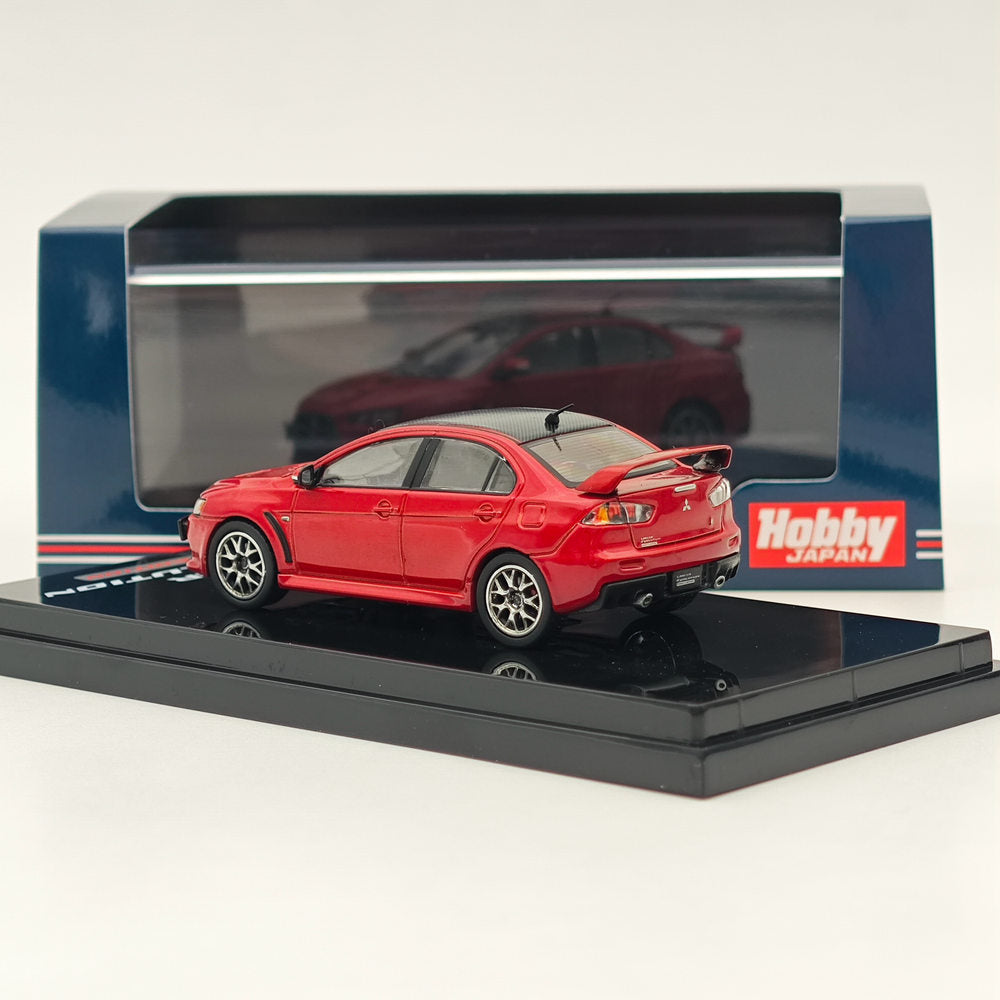 1/64 Mitsubishi Lancer Evolution X Final Edition Diecast Model Car - Red Metallic with Carbon Roof | Limited Collector's Edition HJ642053BR by Hobby Japan | Perfect for Display, Racing Enthusiasts & Scale Model Collections
