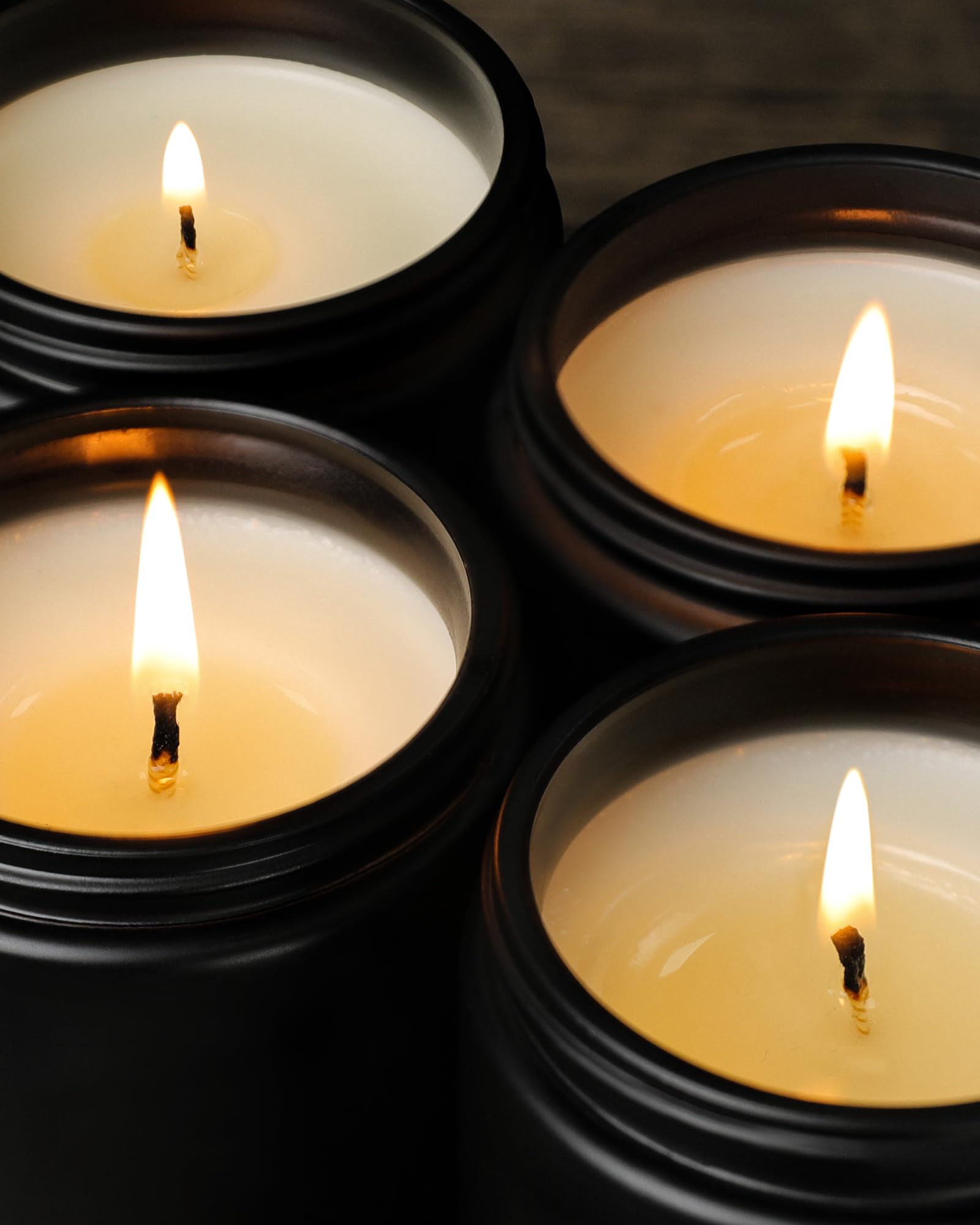AOOVOO 4 Pack Scented Candles for Men - 36oz Soy Wax Candles with 200 Hour Burn Time, Sandalwood Oud/Mahogany Teakwood/Smoke Vanilla/Jasmine Fragrance Set - Perfect for Home, Office, Meditation & Romantic Gifts