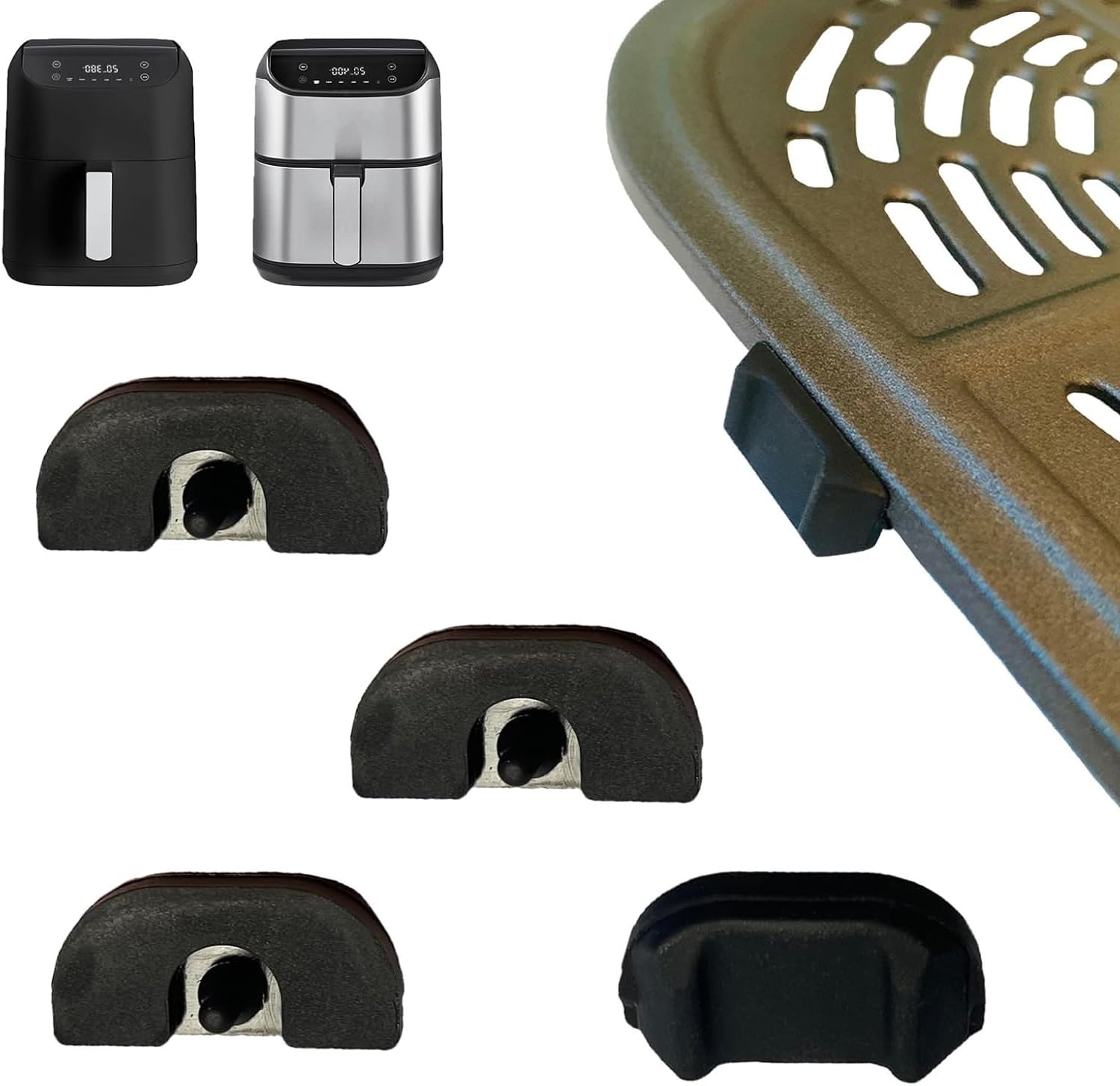 Upgraded Silicone Rubber Bumpers for Bella Pro Series 6QT Digital Air Fryers - Non-Slip Feet, Leg Pads, Stoppers for 6QT Square Air Fryer - Perfect for Kitchen Countertop Protection & Noise Reduction