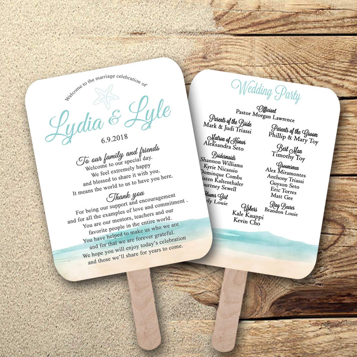 Personalized Wedding Fans for Beach & Destination Weddings - Set of 10 - Elegant Program Fans for Summer Ceremonies & Outdoor Events
