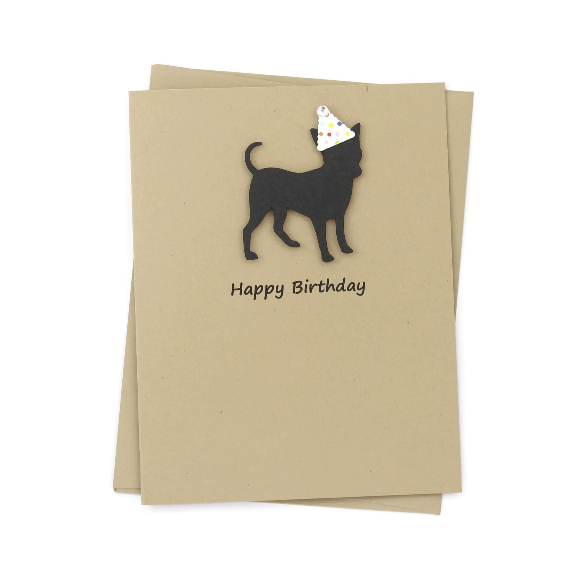 Handmade Chihuahua Birthday Card with Party Hat - Cute Black Dog Chi-Chi Greeting Card for Pet Lovers | Perfect for Dog Birthday Parties, Pet Celebrations & Gift Giving