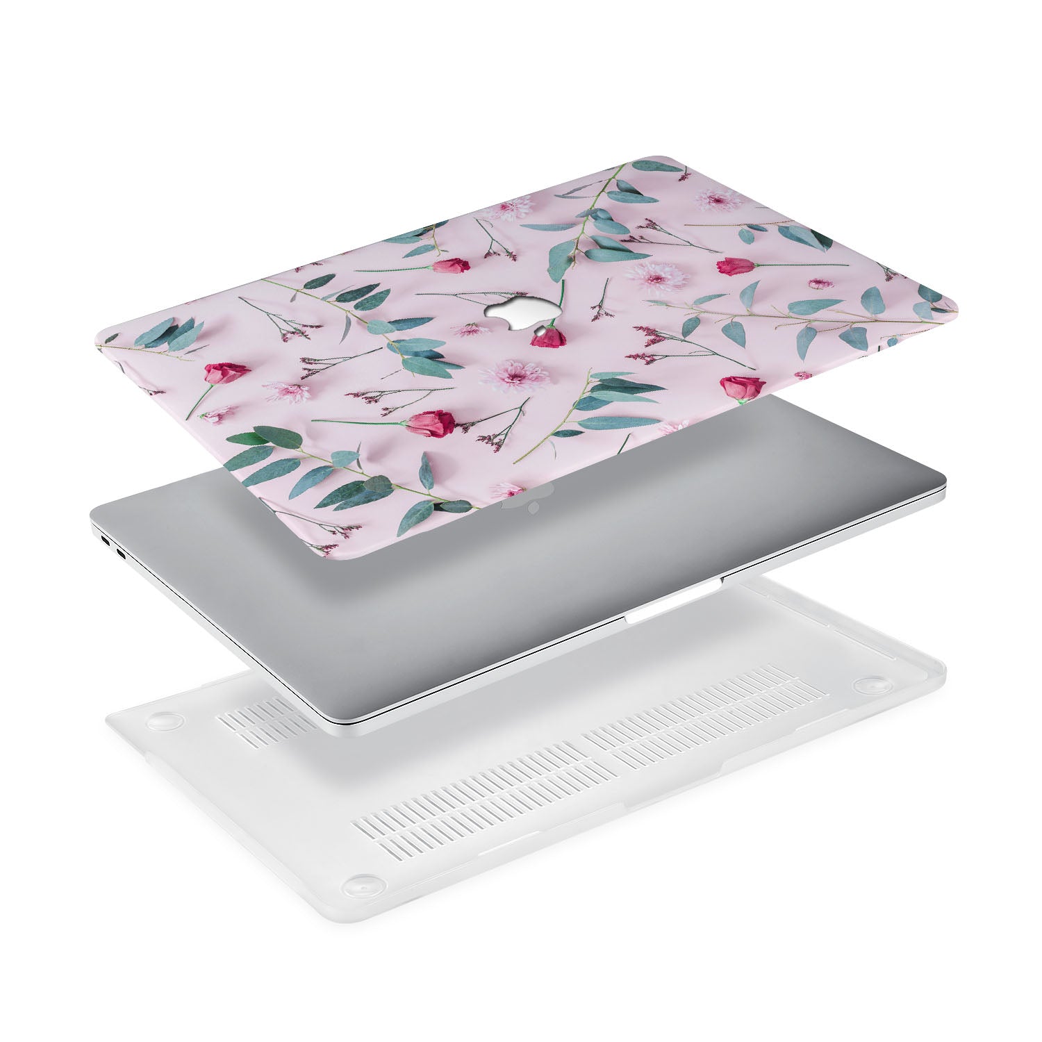 Premium MacBook Pro/Air Protective Case with Flat Flower Design - Durable Slim Cover for Work, Travel & Daily Use