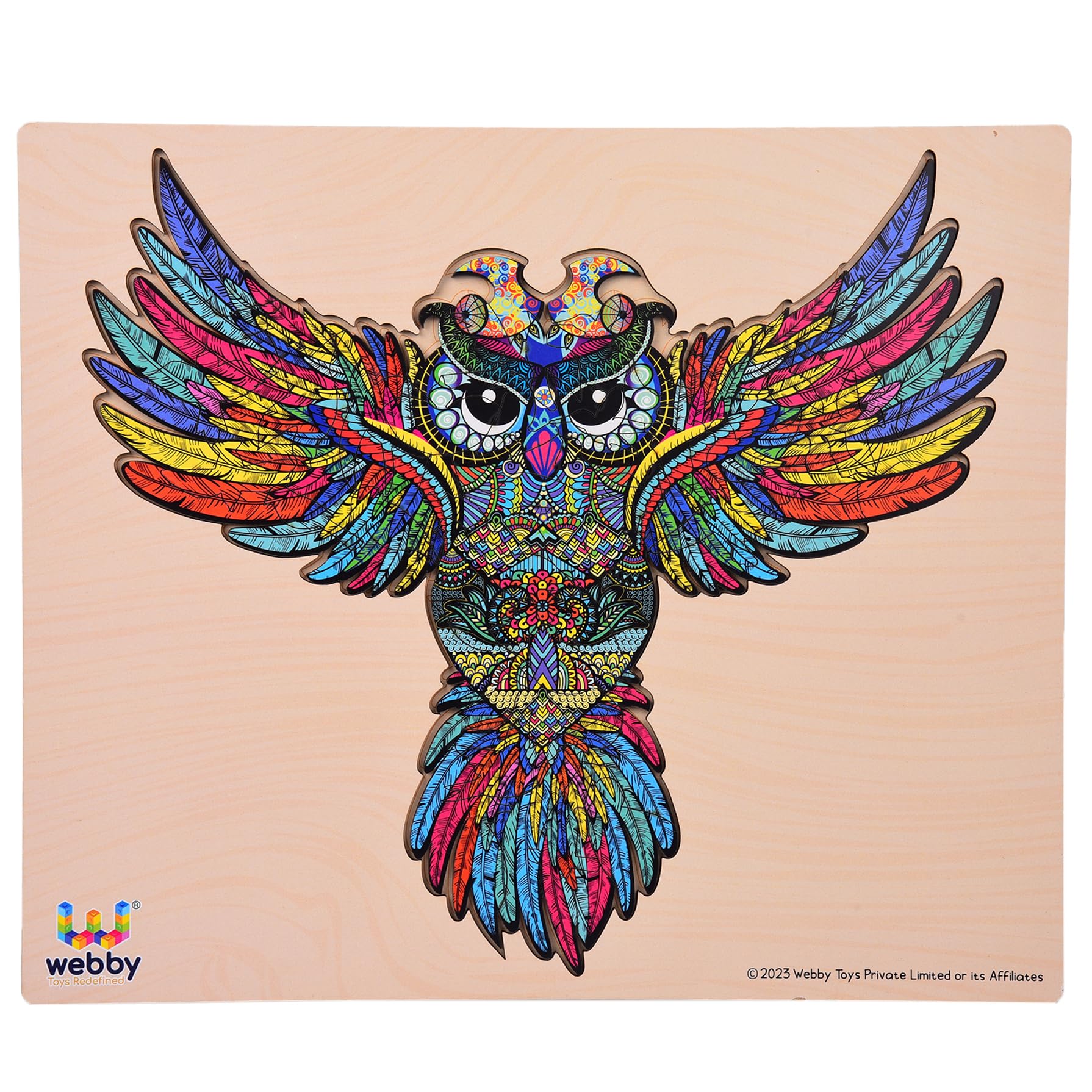 Webby Colorful Owl Shaped Jigsaw Puzzle - 100 Piece Family Puzzle with Storage Tray (28×24 cm) - Unique Animal Shaped Puzzle for Adults & Kids - Perfect Gift for Birthday, Christmas & Family Game Night