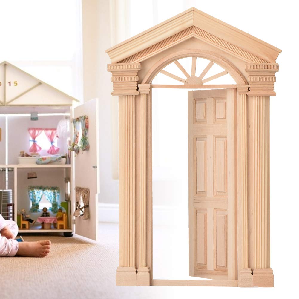 1:12 Mini Wooden Steepletop Dollhouse Door - Handcrafted Doll Furniture Accessory for DIY Dollhouse Projects & Collectible Doll Accessories - Perfect for Miniature Home Decor, DIY Crafts, and Dollhouse Renovations