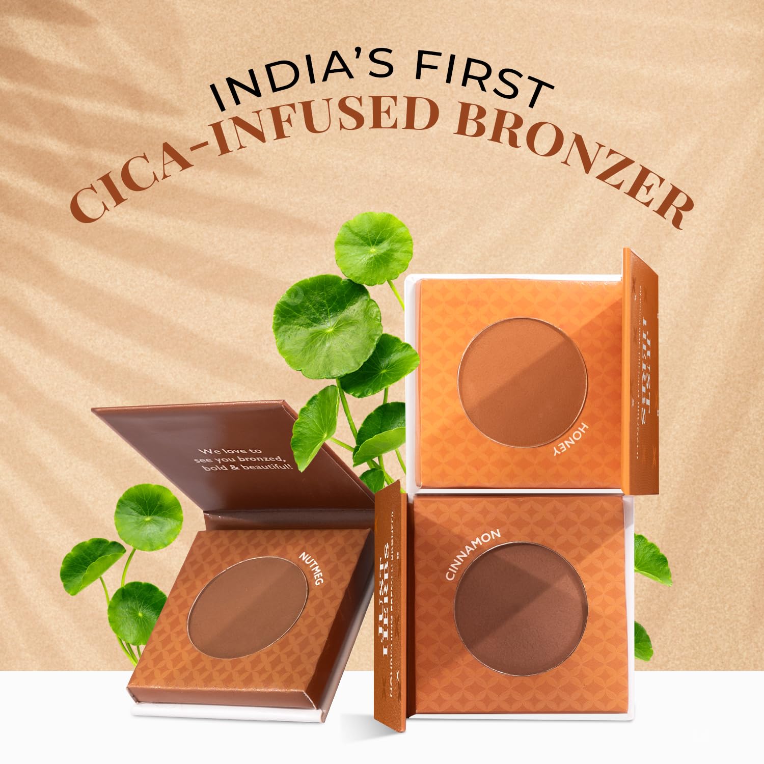 Just Herbs Nourishing Pressed Bronzer with Liquorice & Cica - 3.5g Honey Shade | Face Contouring & Highlighting Makeup | Perfect for Daily Wear & Special Occasions