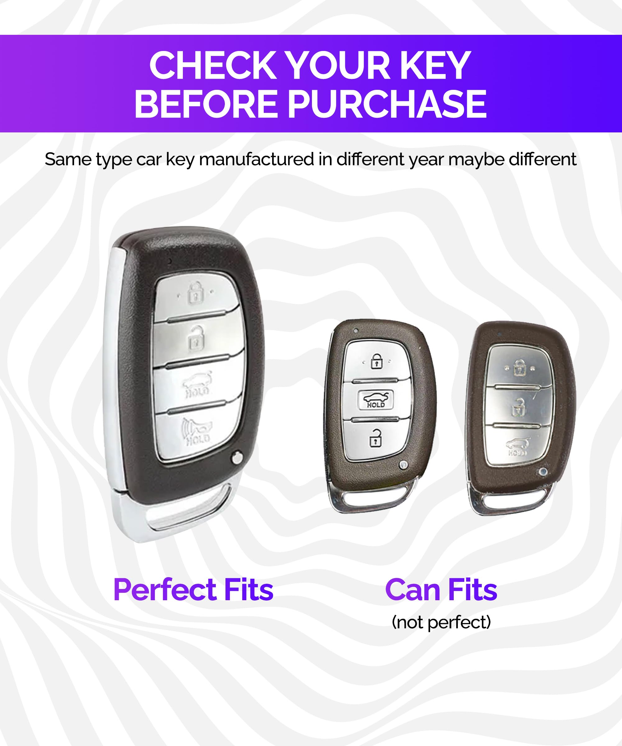 RACOONA Car Key Cover - Universal Smart Key Protector Case with Keychain | Compatible with Hyundai & Most Car Models (4 Button, White) | Durable Shell Protection for Key Fobs - Perfect for Daily Use, Travel & Key Organization