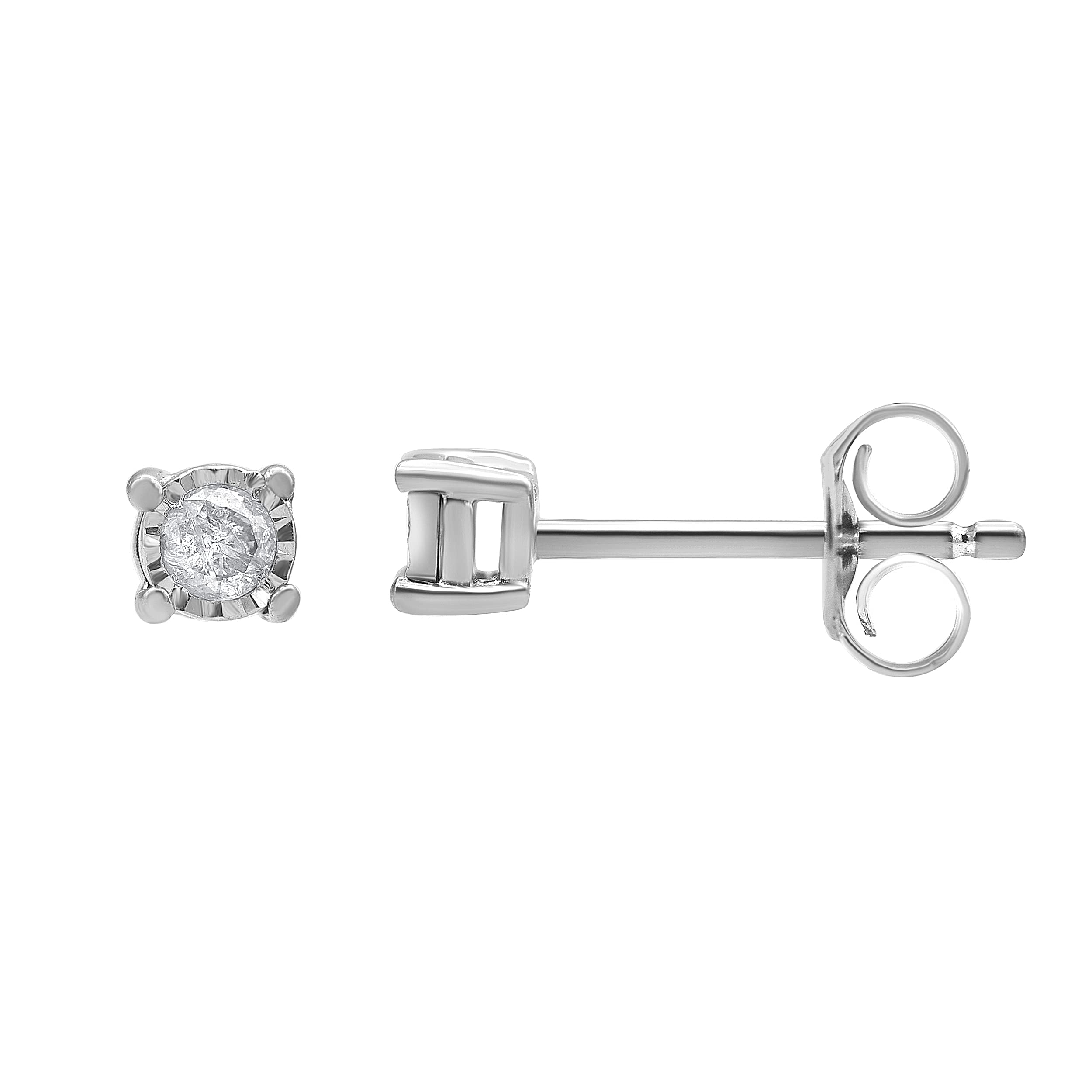 0.10-0.25 Carat Natural Diamond Stud Earrings for Women - Sterling Silver Push Back Setting (S-F Color, I3-I4 Clarity) - Perfect for Everyday Wear, Gift Giving & Special Occasions