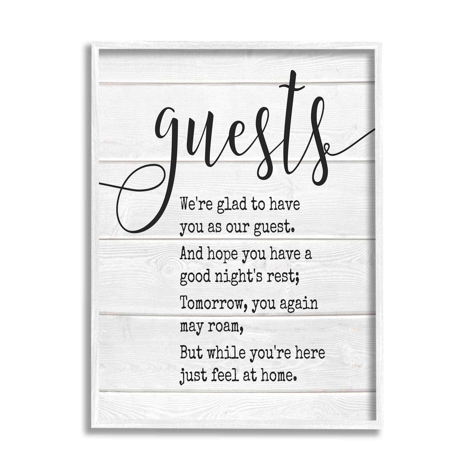 Stupell Industries 'Guests Feel At Home' Framed Wall Art - Lettered & Lined Designed Home Decor for Living Room, Bedroom & Entryway