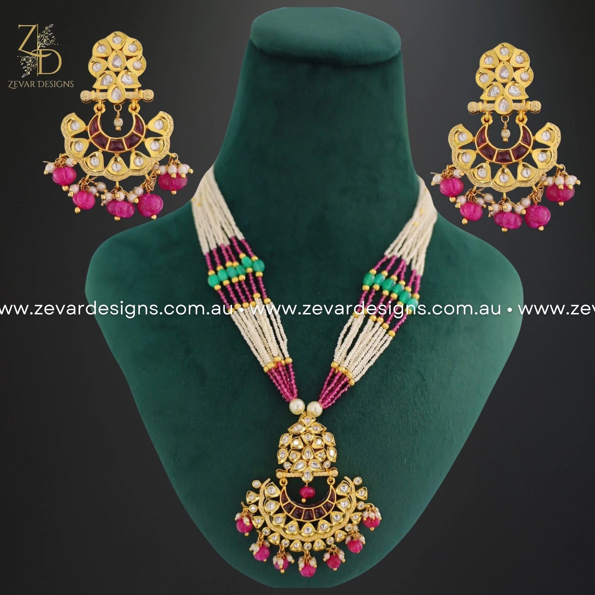 Exquisite Kundan Pendant Set in Hot Pink | Traditional Indian Jewelry for Women | Perfect for Weddings, Parties & Festive Occasions