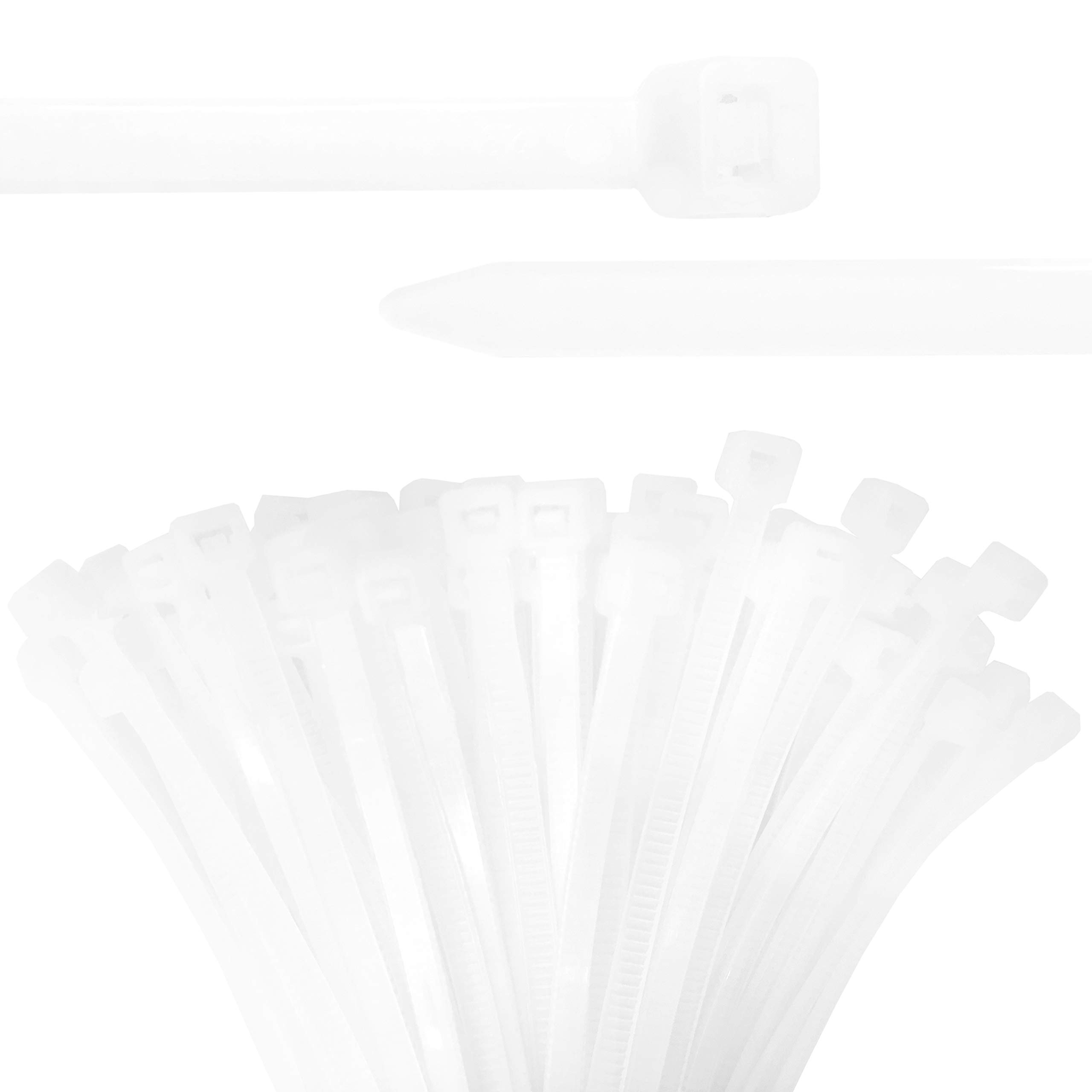 Beadnova Heavy Duty 14-Inch White Cable Ties (100pcs) - Multi-Purpose Zip Ties for Home, Office & Industrial Organization, Wire Management & DIY Projects