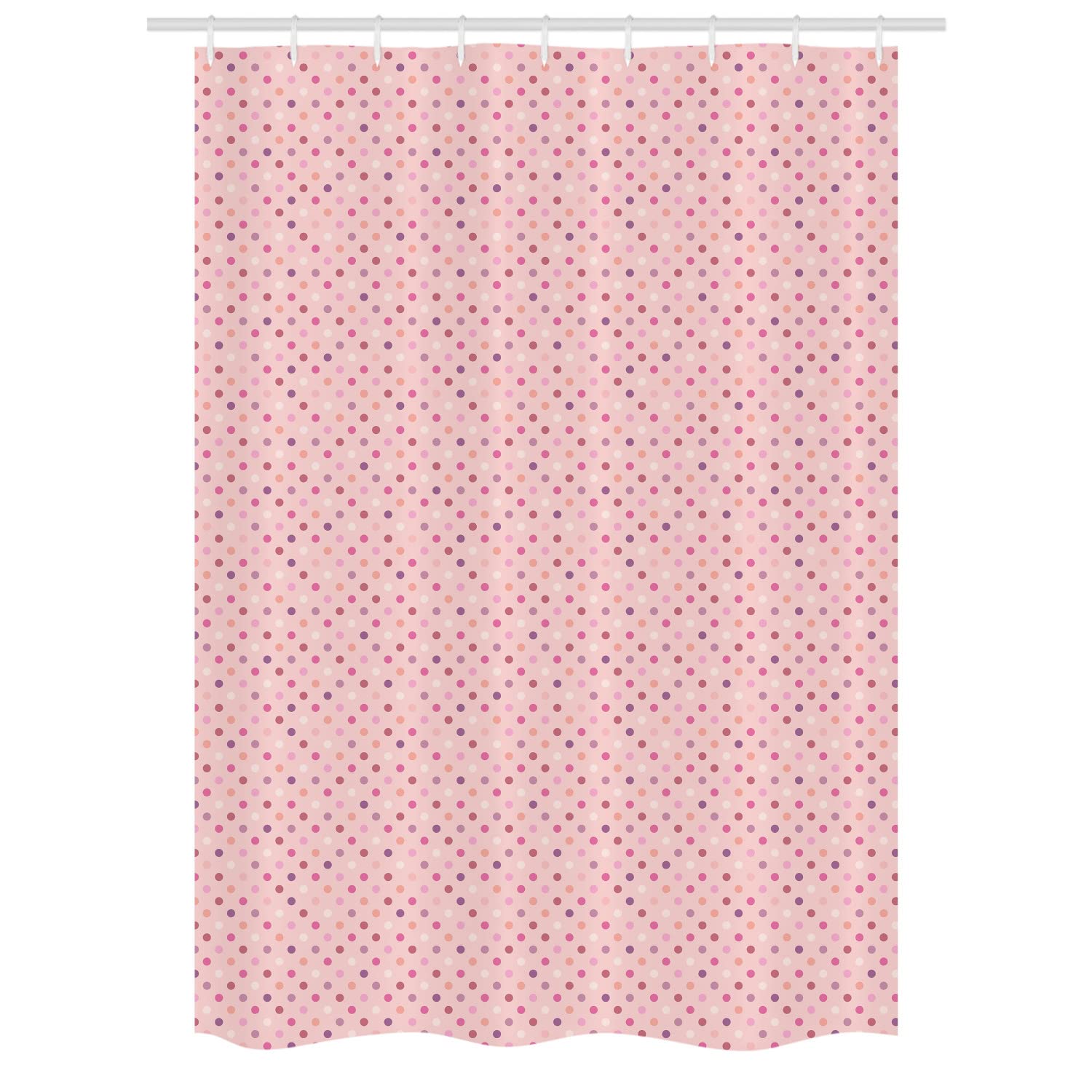 Ambesonne Pink and White Stall Shower Curtain - Retro Polka Dot Pattern, Pastel Country Style Bathroom Decor, 54