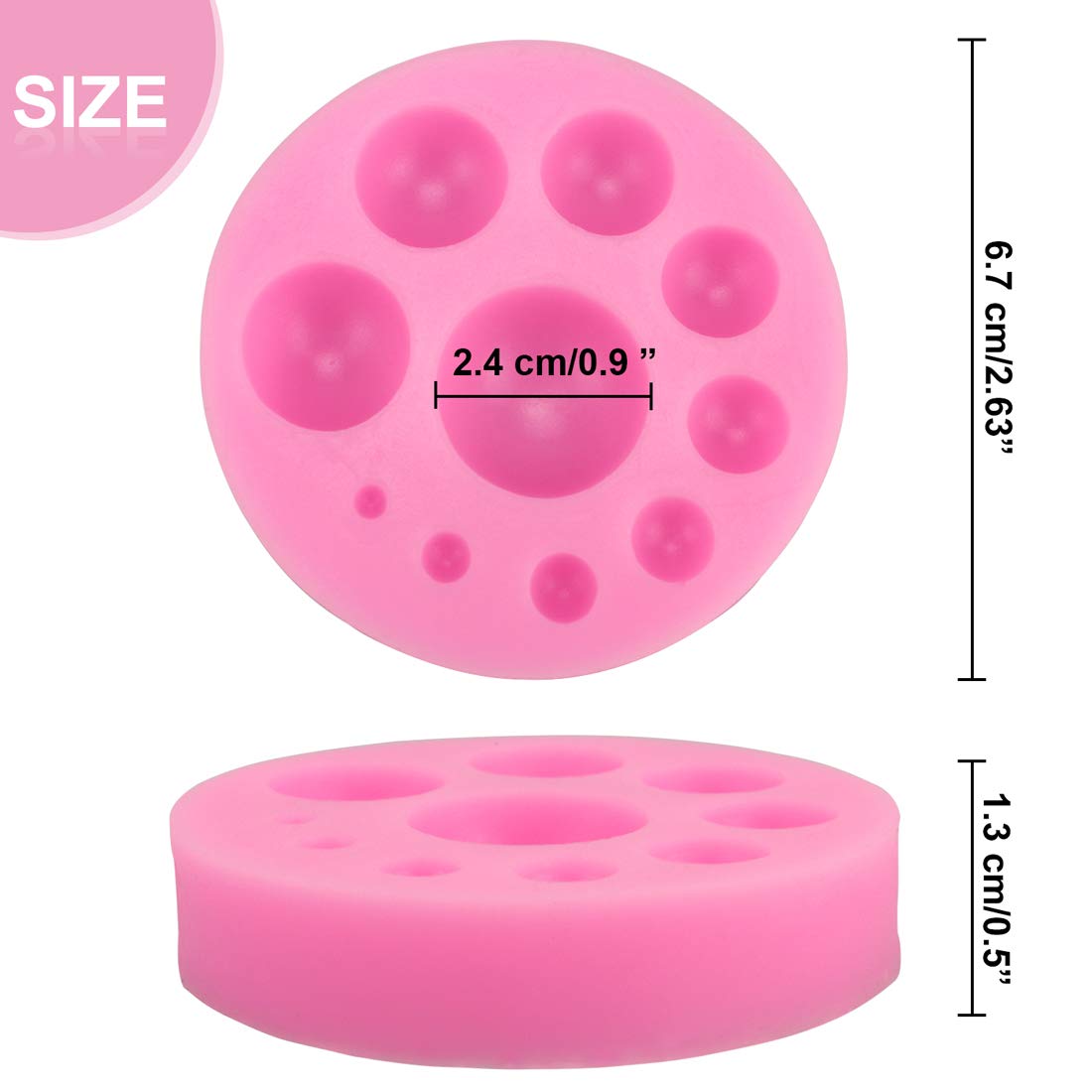 2-Pack Food Grade Silicone Gemstone Molds - Dome Cabochon Molds for Candy, Cake Decorating, Chocolate & Jewelry Making | DIY Polymer Clay, Resin Crafts & Home Baking Accessories