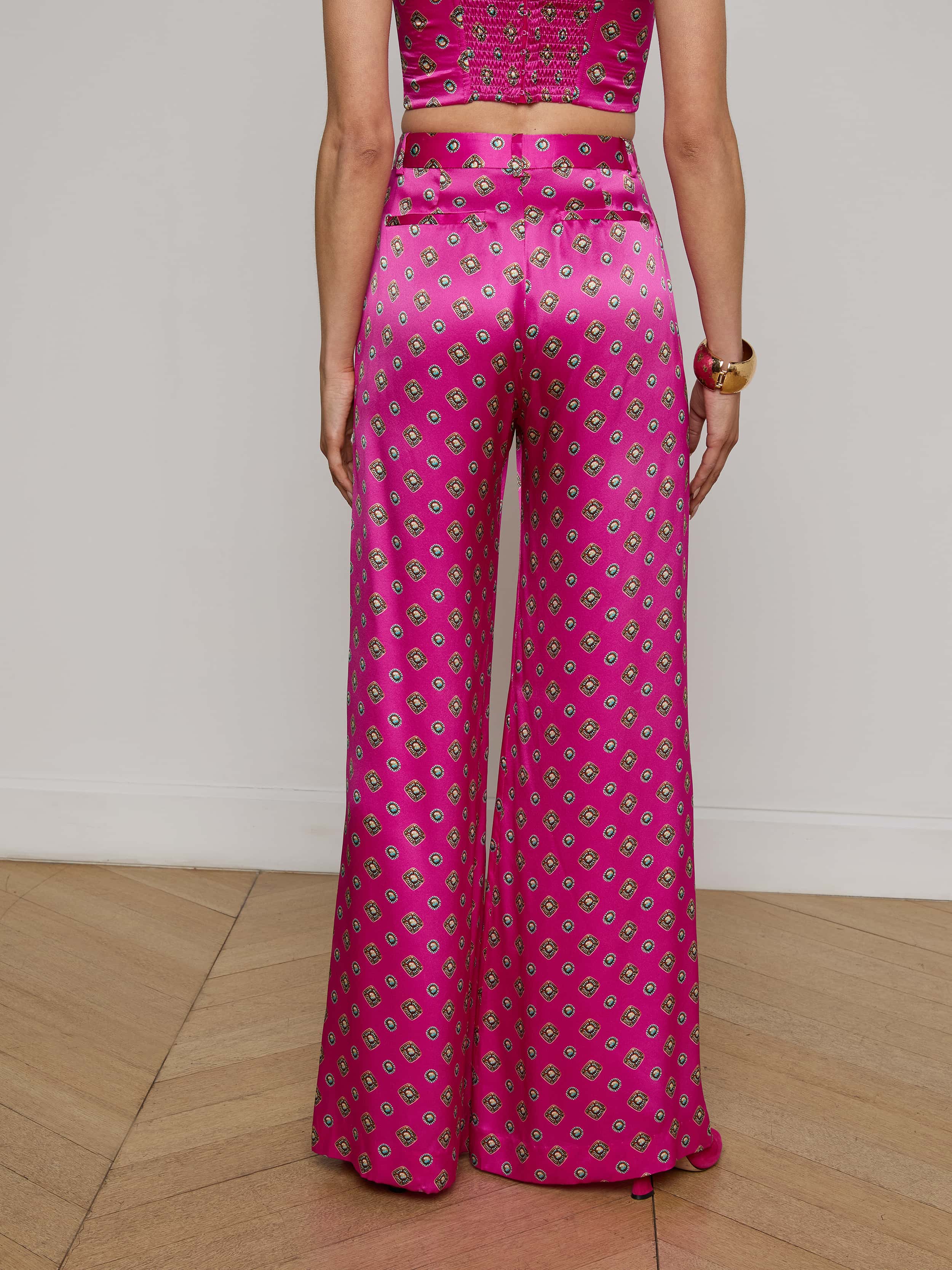 Premium Pilar Silk Wide Leg Pants for Women - Comfortable High-Waisted Flowy Trousers for Office, Travel & Casual Wear
