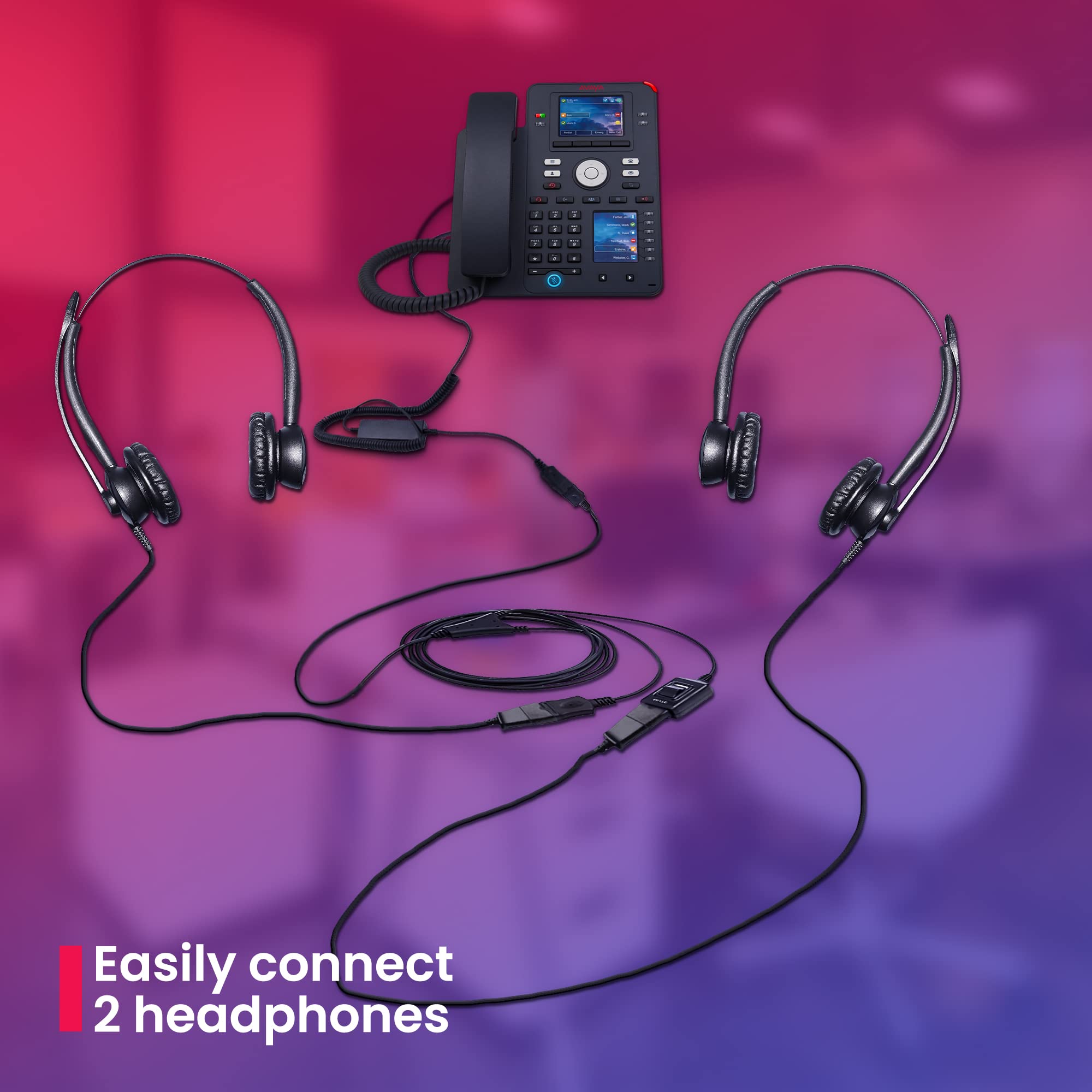 XS 825 Wired Office Headset with Noise-Canceling Microphone - Compatible with Yealink, Polycom, Cisco, Avaya, Mitel & Nortel Desk Phones - Stereo Sound for Call Centers, Training, Coaching & Remote Work (Basic Bundle)