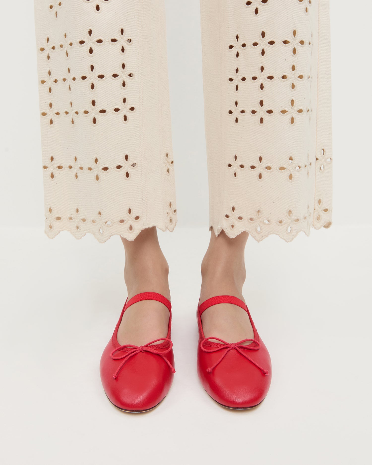 Leonie Red Leather Ballet Flats for Women - Comfortable & Stylish Shoes for Work, Casual Wear & Dance