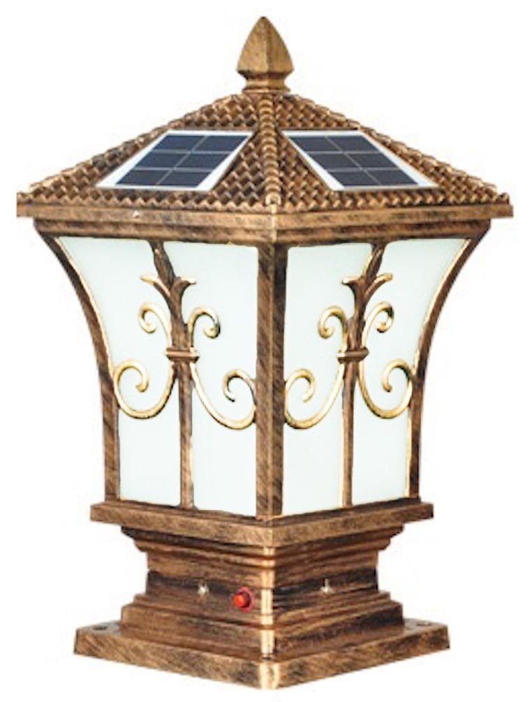 Extra Large Solar Post Cap Lights - 9.43 Inch Diameter, 17.8 Inch Height - Solar Powered Pillar Caps - European Brown - Perfect for Driveway, Garden, Patio, and Pathway Lighting