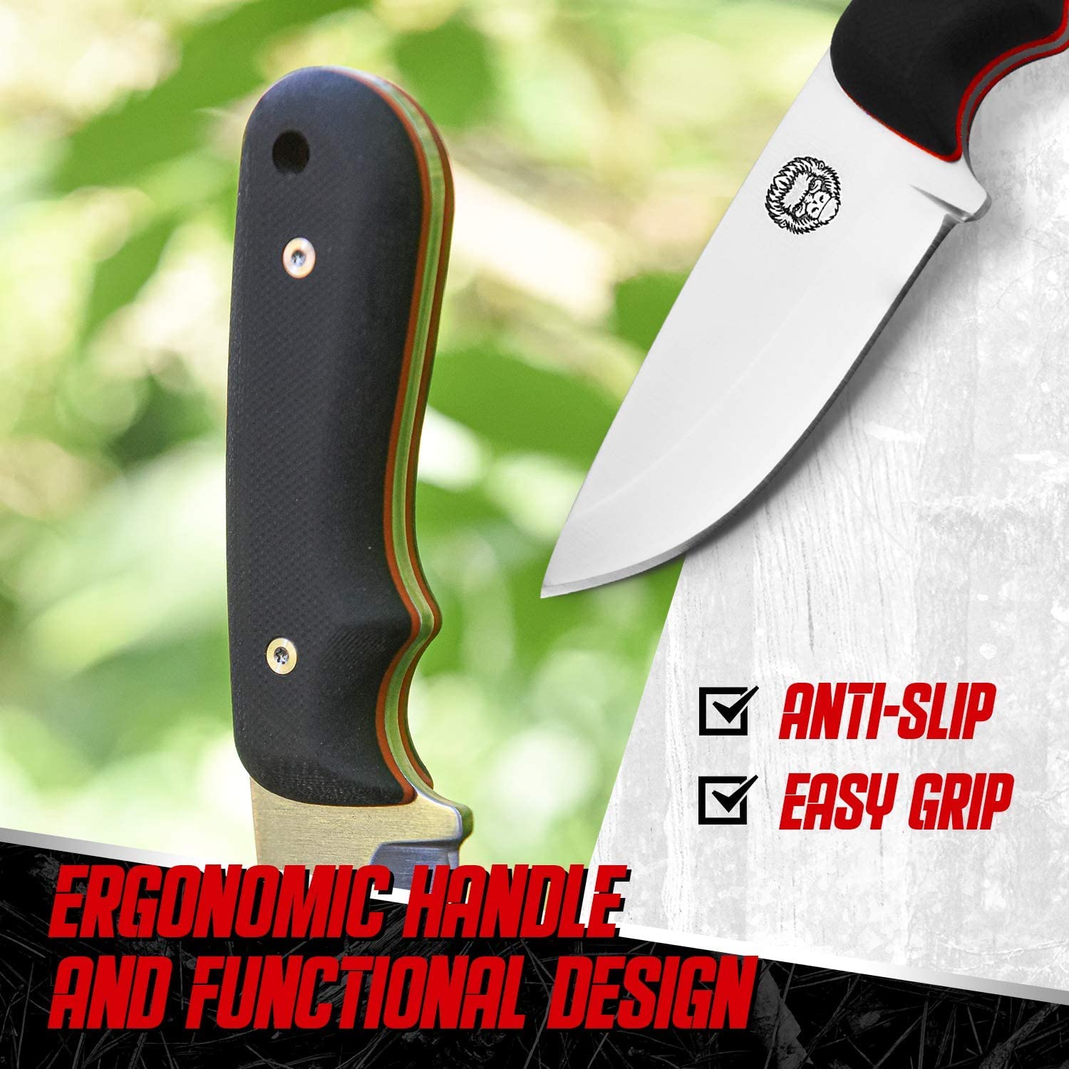 Premium 1095 High Carbon Steel Survival Knife & D2 Damascus Steel Neck Knife Gift Set - Outdoor Camping, Hunting, Hiking, EDC Tactical Gear