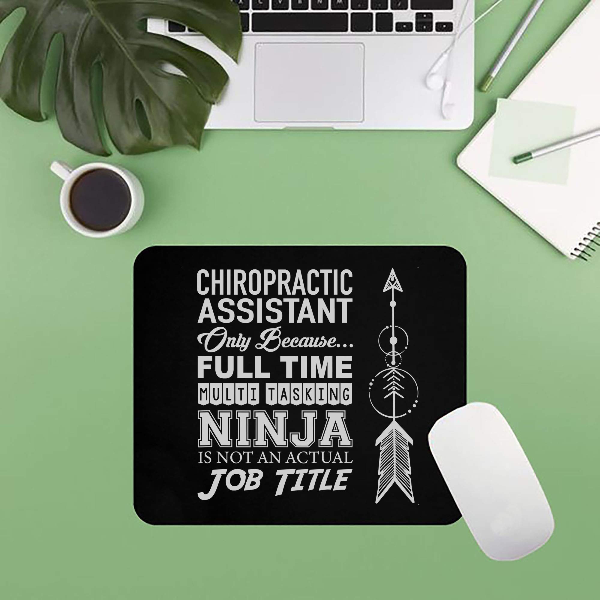 Funny Sarcastic Mouse Pad - Chiropractic Assistant Multi-Tasking Ninja Office Gift - Black Non-Slip Computer Mouse Mat for Desk Work & Gaming (Great for Office Humor & Stress Relief)