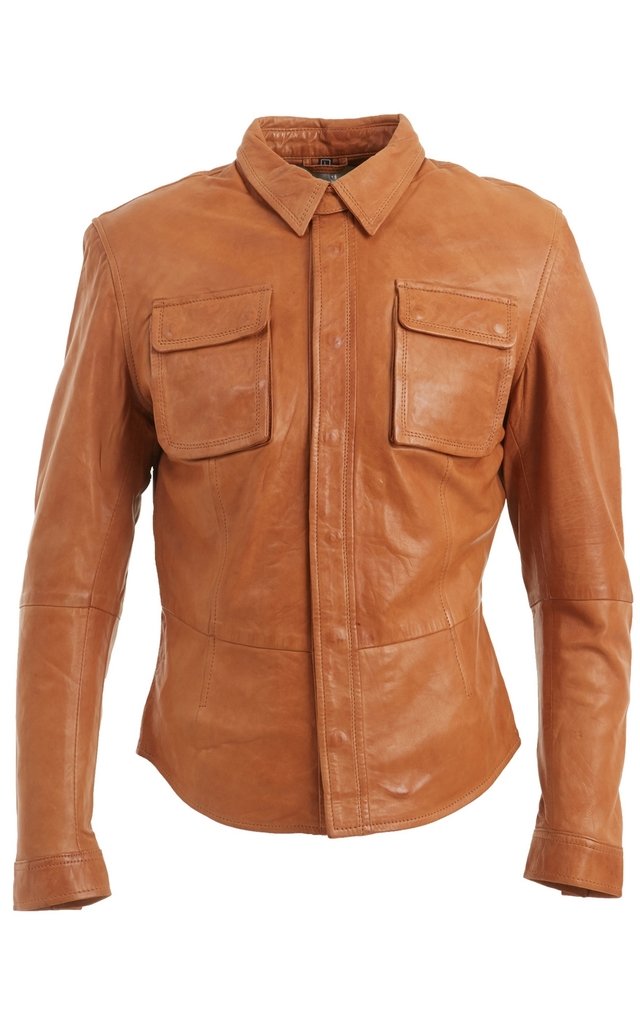 Vintage Slim Fit Men's Tan Retro Denim Trucker Jacket with Real Leather Accents - Perfect for Biker, Casual, and Streetwear Outfits