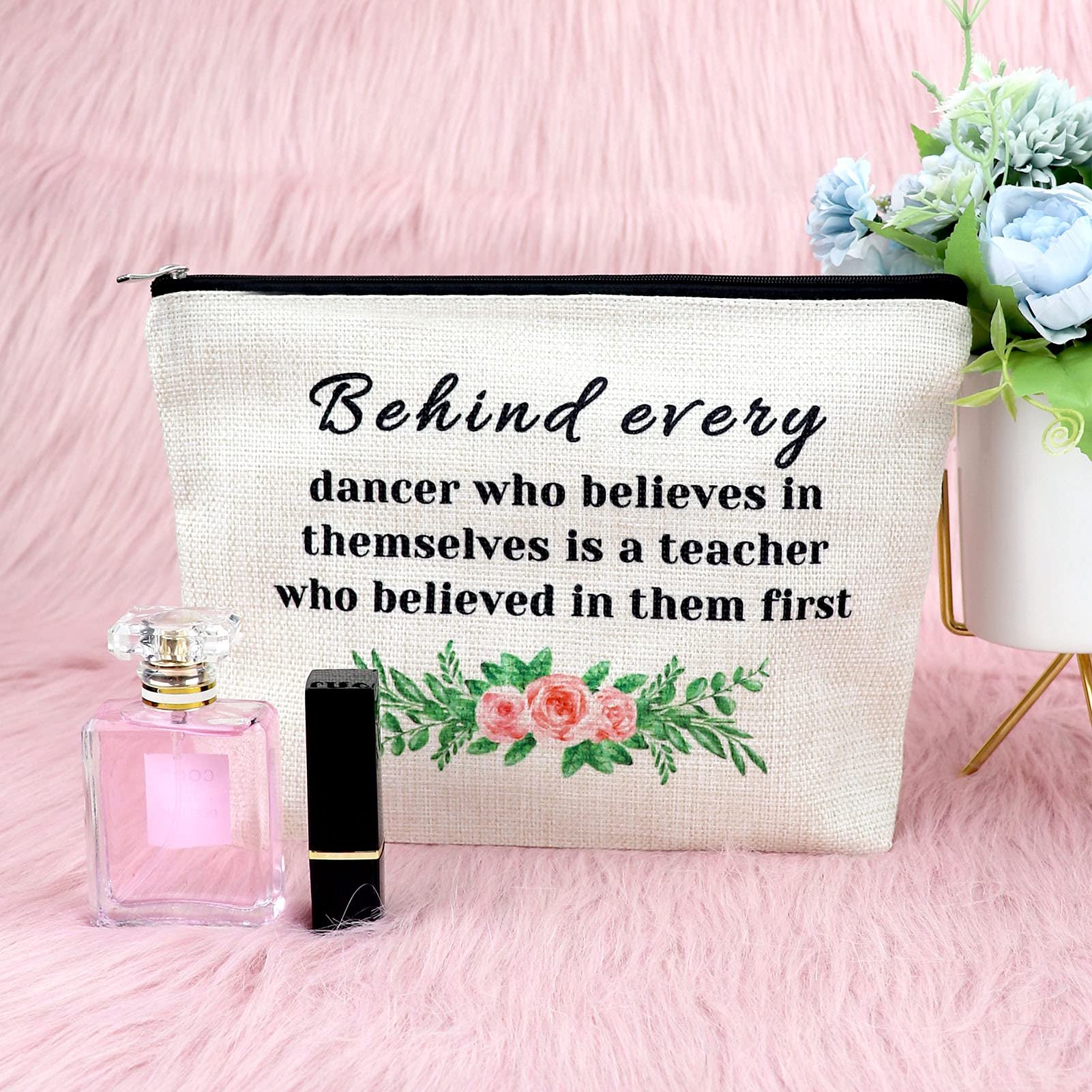 **Sfodiary Best Dance Teacher Gift - Elegant Makeup Bag for Women, Thank You Gift for Her, Birthday Gift for Friend, Cosmetic Bag, Retirement Gift, Christmas Gift, Travel Cosmetic Pouch - Perfect for Dance Classes, Travel & Daily Use**