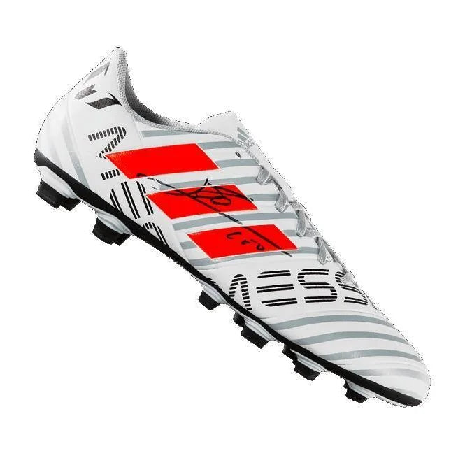 Authentic Leo Messi Signed Adidas Nemeziz Soccer Cleats with COA - Limited Edition Lionel Messi Barcelona Football Boots - Perfect for Collectors, Fans & Sports Memorabilia Displays