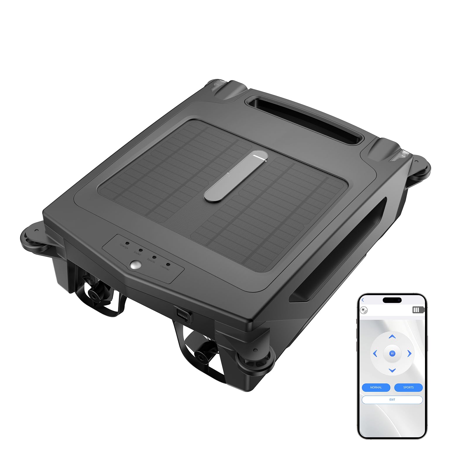 Solar Powered Automatic Robotic Pool Skimmer Cleaner with APP Control - Cordless Pool Surface Cleaner Robot with Dual Charging (Solar/USB) - Auto-Escape & Auto-Turn Technology - Ideal for Inground/Above Ground Pools, Spas & Water Features - Black