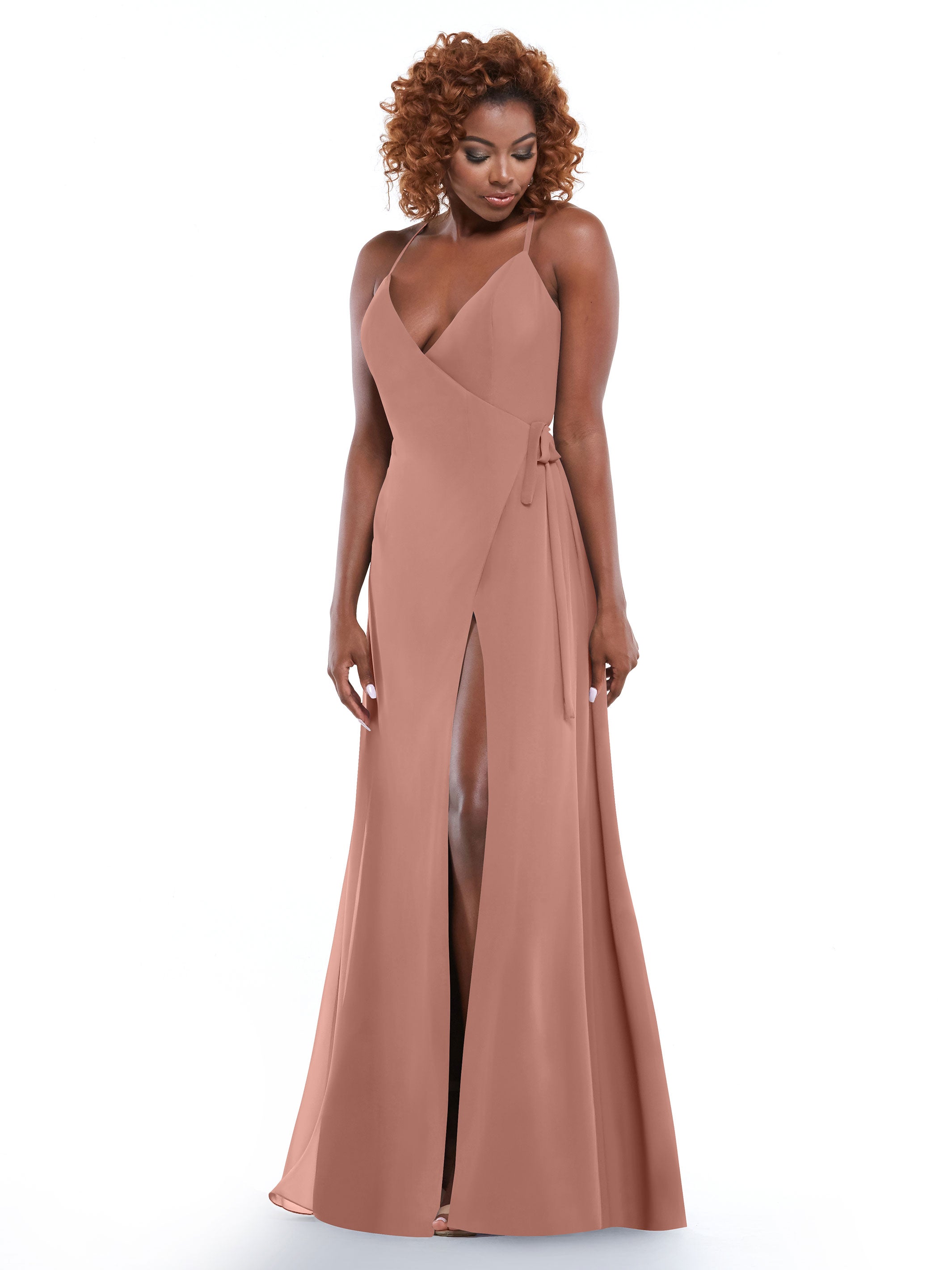 Elegant 80171 Sheath Chiffon Bridesmaid Dress with Adjustable Self-Tie Waist Sash - Perfect for Weddings, Formal Events & Special Occasions