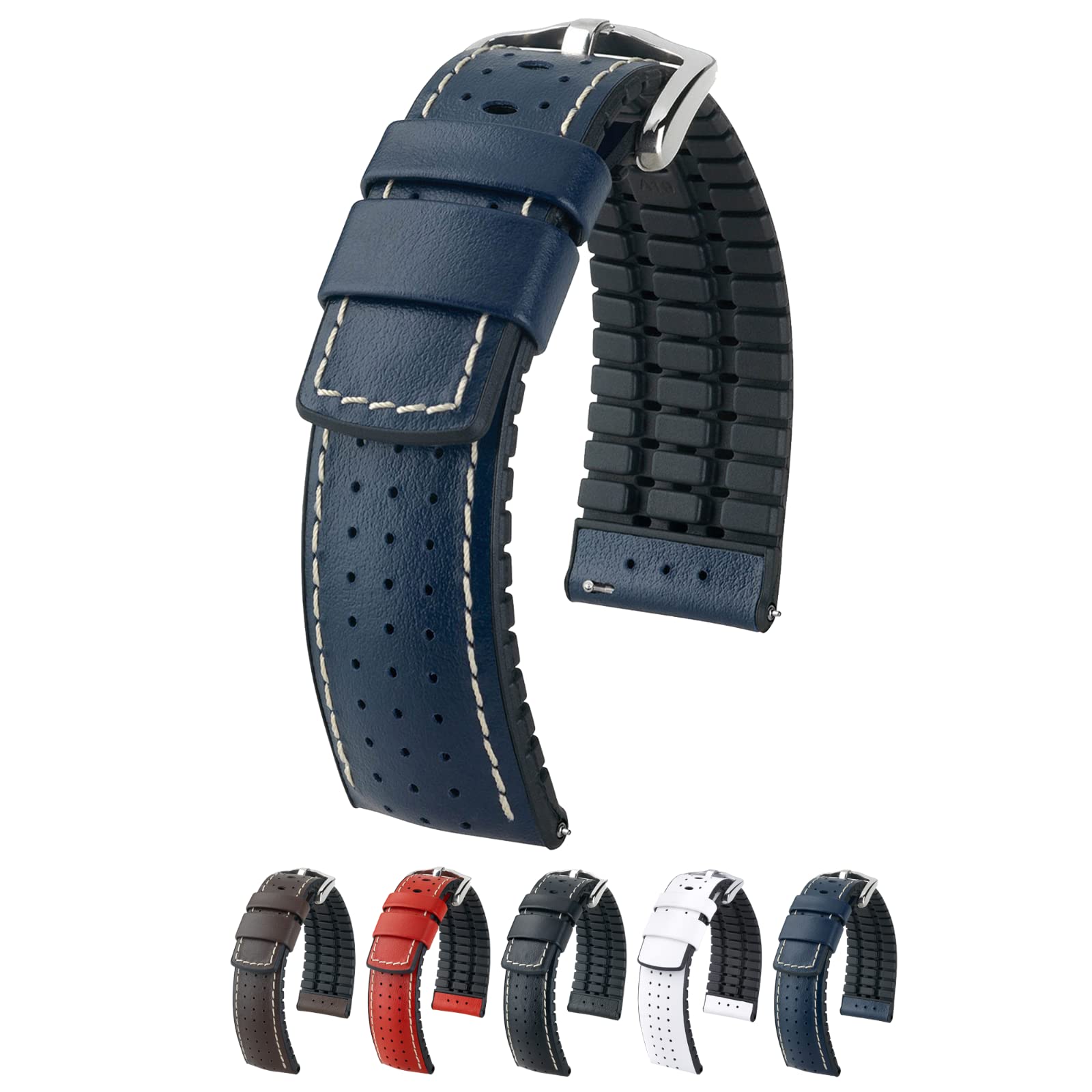 Premium Hirsch Tiger Calf Leather Watch Strap with Performance Caoutchouc Core - 18mm, 20mm, 21mm, 22mm, 24mm Sizes - Quick Release Watch Band Replacement - Perfect for Dress Watches, Business Attire & Everyday Wear