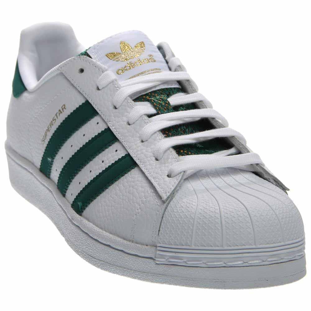 adidas Men's Superstar Sneakers - White/Green-Gold Leather Casual Shoes for Walking, Running & Streetwear Fashion