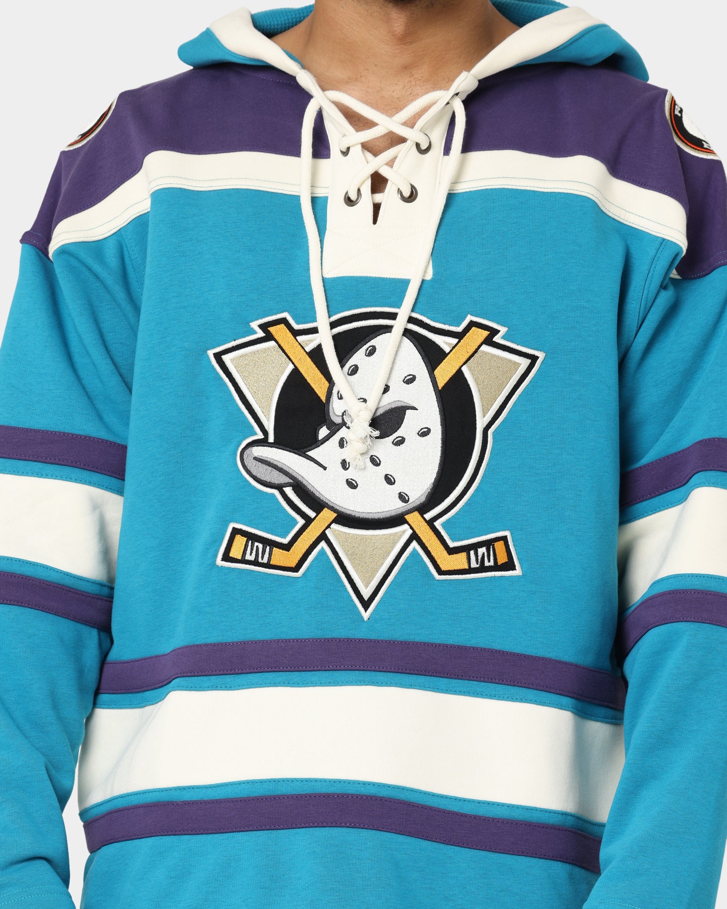 47 Brand Anaheim Ducks Lacer Hoodie - Purple & Sharks Teal - Men's NHL Hockey Pullover Sweatshirt for Game Day & Casual Wear