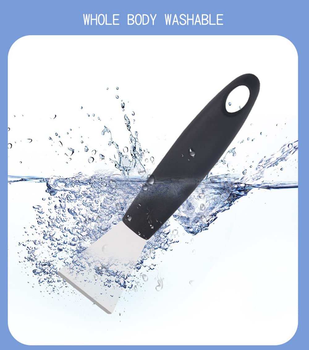 Stainless Steel Scraper Tool Set - 2-Piece Straight & Bent Scraper for Oven, Induction Hob, Stove Cleaning - Non-Scratch Kitchen Scraper for Paint, Wallpaper Removal - Perfect for Home Kitchen & DIY Projects