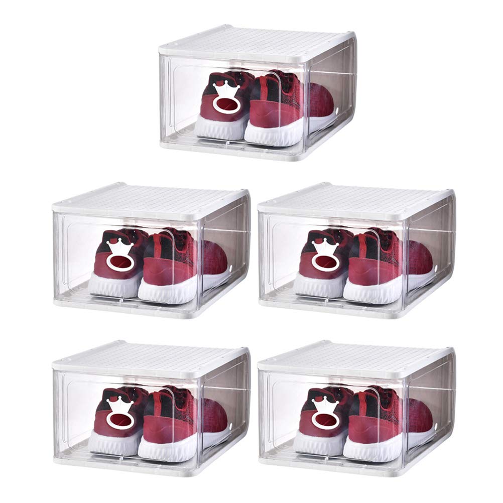 Cabilock 5-Piece Detachable Storage Box Set - White Organizer for Home, Office & Closet Organization | Stackable Plastic Bins for Toys, Crafts & Supplies