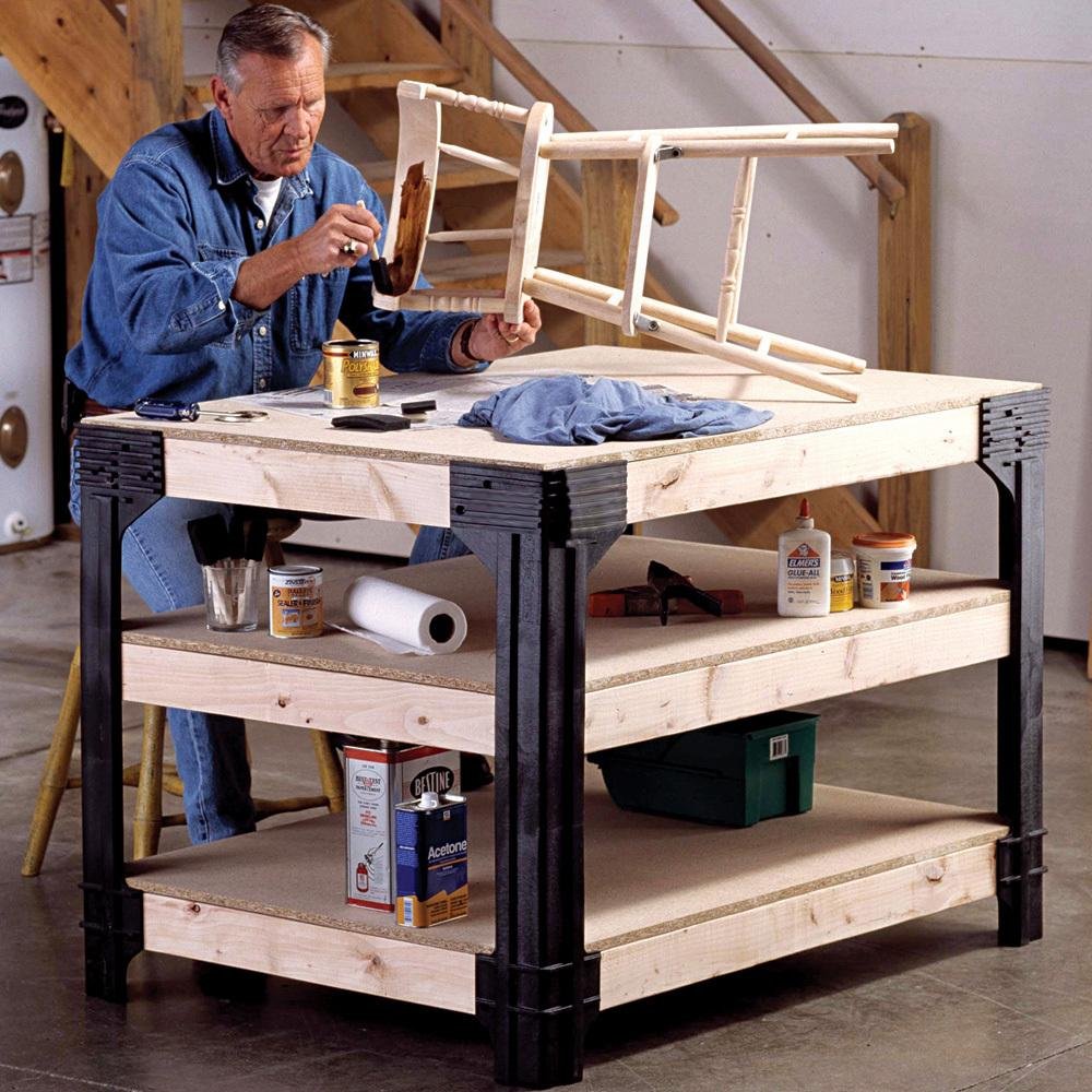 Universal Work Bench Leg Kit - Heavy Duty Steel Adjustable Legs for DIY Workbenches, 36