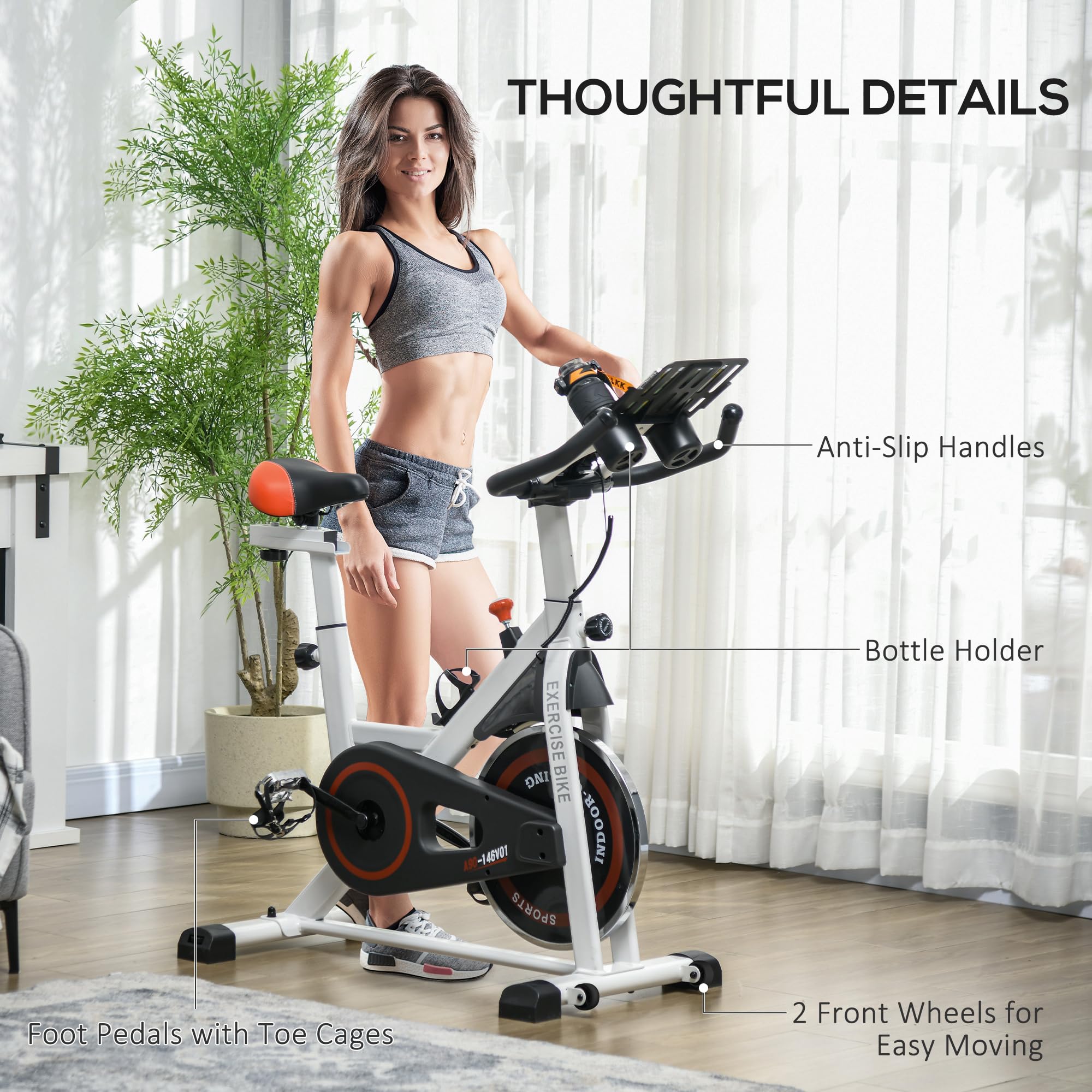 Soozier Adjustable Upright Stationary Exercise Bike - Indoor Cycling Cardio Workout Machine with Resistance Flywheel & Bottle Holder for Home Gym, Aerobic Training, Weight Loss | Perfect for Small Spaces, Apartment Workouts & Home Fitness Routines