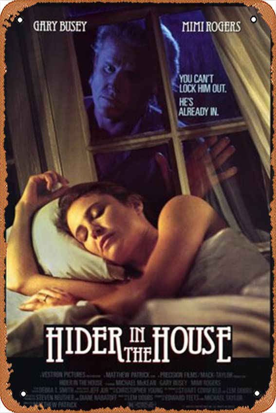 Vintage Hider in the House Movie Poster Metal Tin Sign - 12x8 Inch Retro Wall Decor for Home, Bar & Coffee Shop - Perfect for Man Cave, Themed Parties & Movie Room Decor