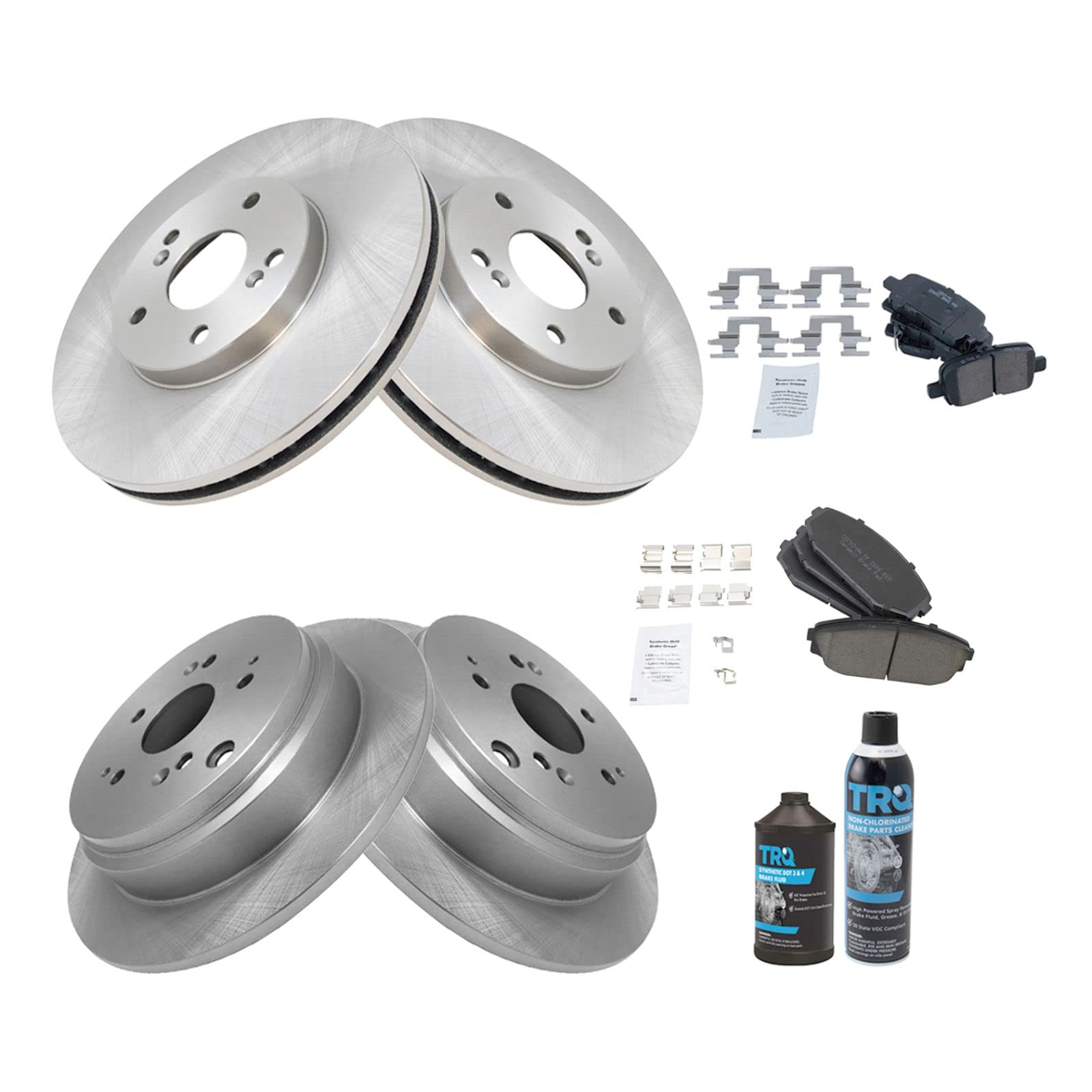 High-Performance Front & Rear Brake Pad & Rotor Kit - Ceramic Brake Pads with Brake Chemical Kit - Compatible with 2002-2004 Honda Odyssey - Perfect for Daily Commuting & Highway Driving