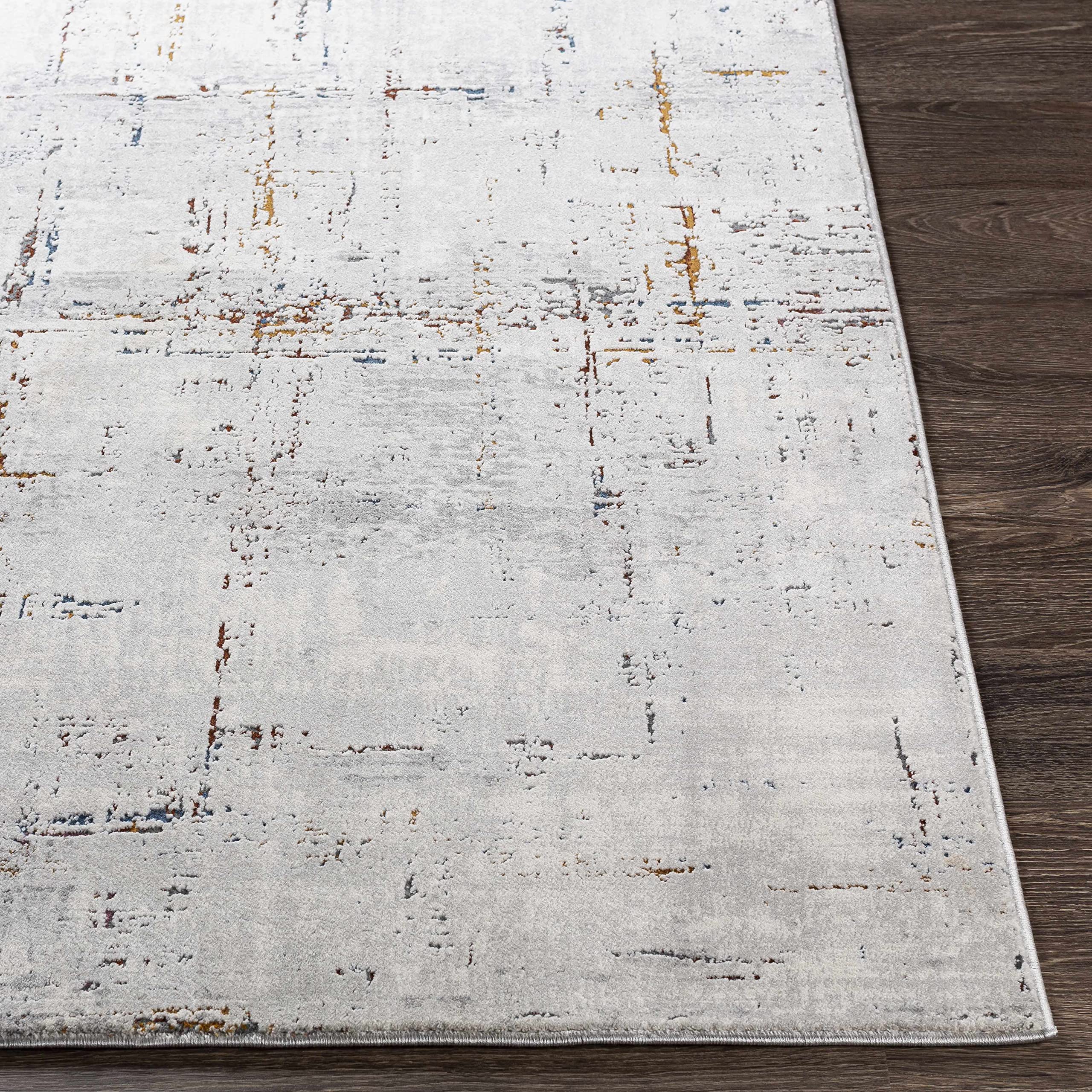 Hauteloom Concordia Modern Abstract Area Rug - Bohemian Distressed Neutral Carpet for Living Room, Bedroom, Dining Room - Gray, Beige, Orange, Red - 5'3