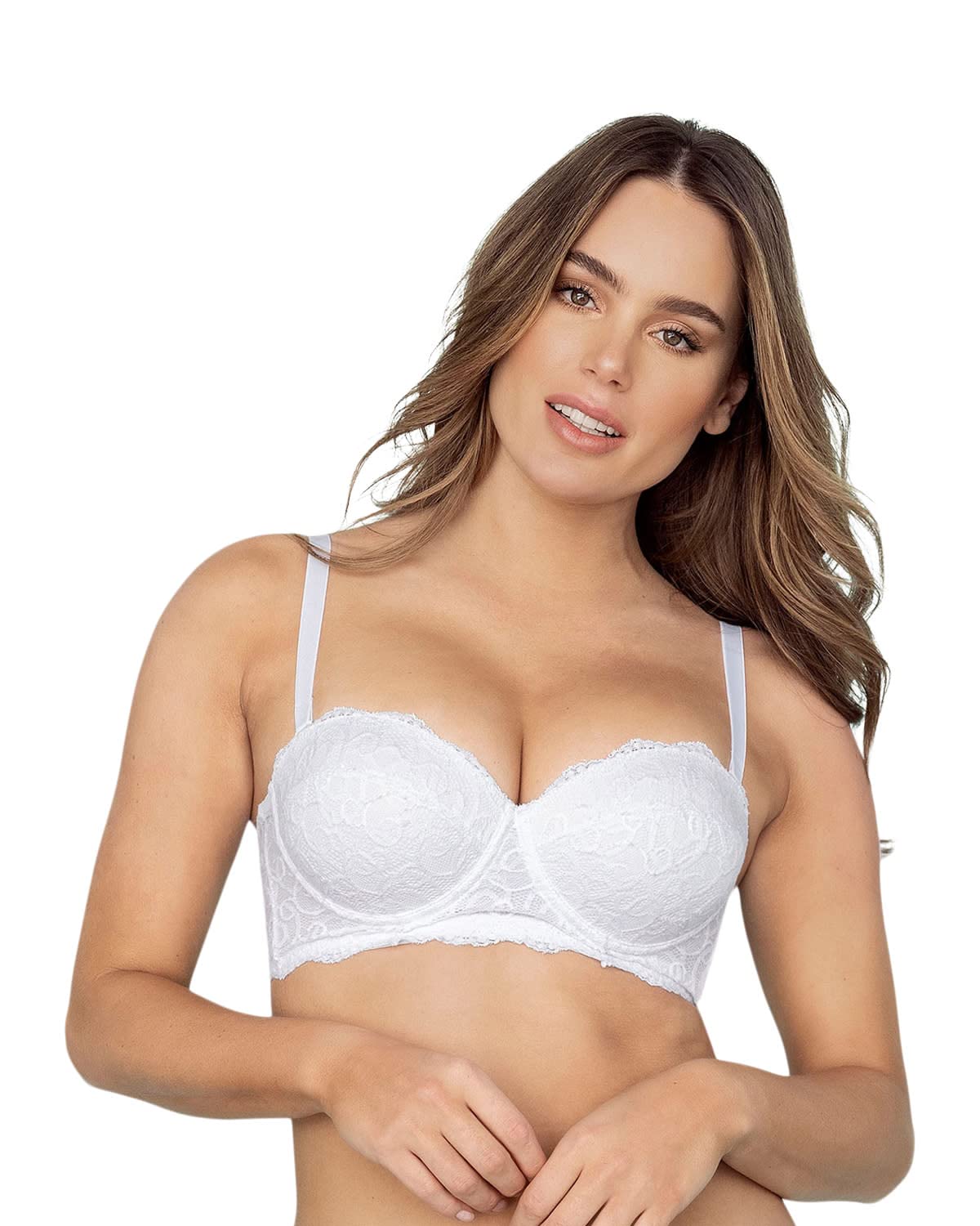 Leonisa Strapless Bras for Women - Full Coverage Push Up Bra with Lace & Removable Pads | Comfortable Support for Wedding, Evening Dresses & Special Occasions