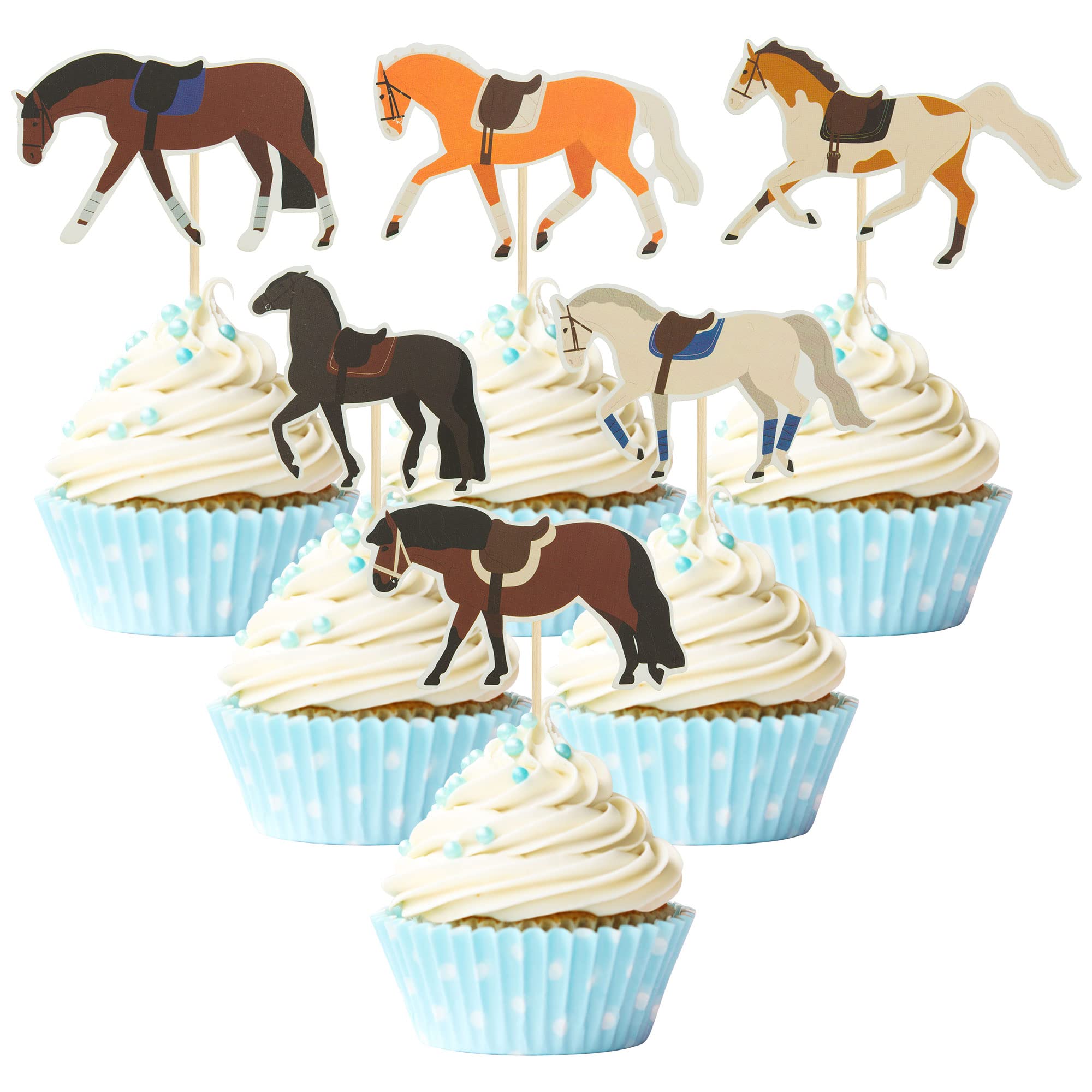 Premium 36-Piece Horse Cupcake Toppers Set - 300g Glitter Card Stock with Food-Grade Toothpicks | Perfect for Horse Racing Parties, Baby Showers, Weddings & Birthday Celebrations | Ideal for Equestrian-Themed Desserts & Special Occasion Decorations