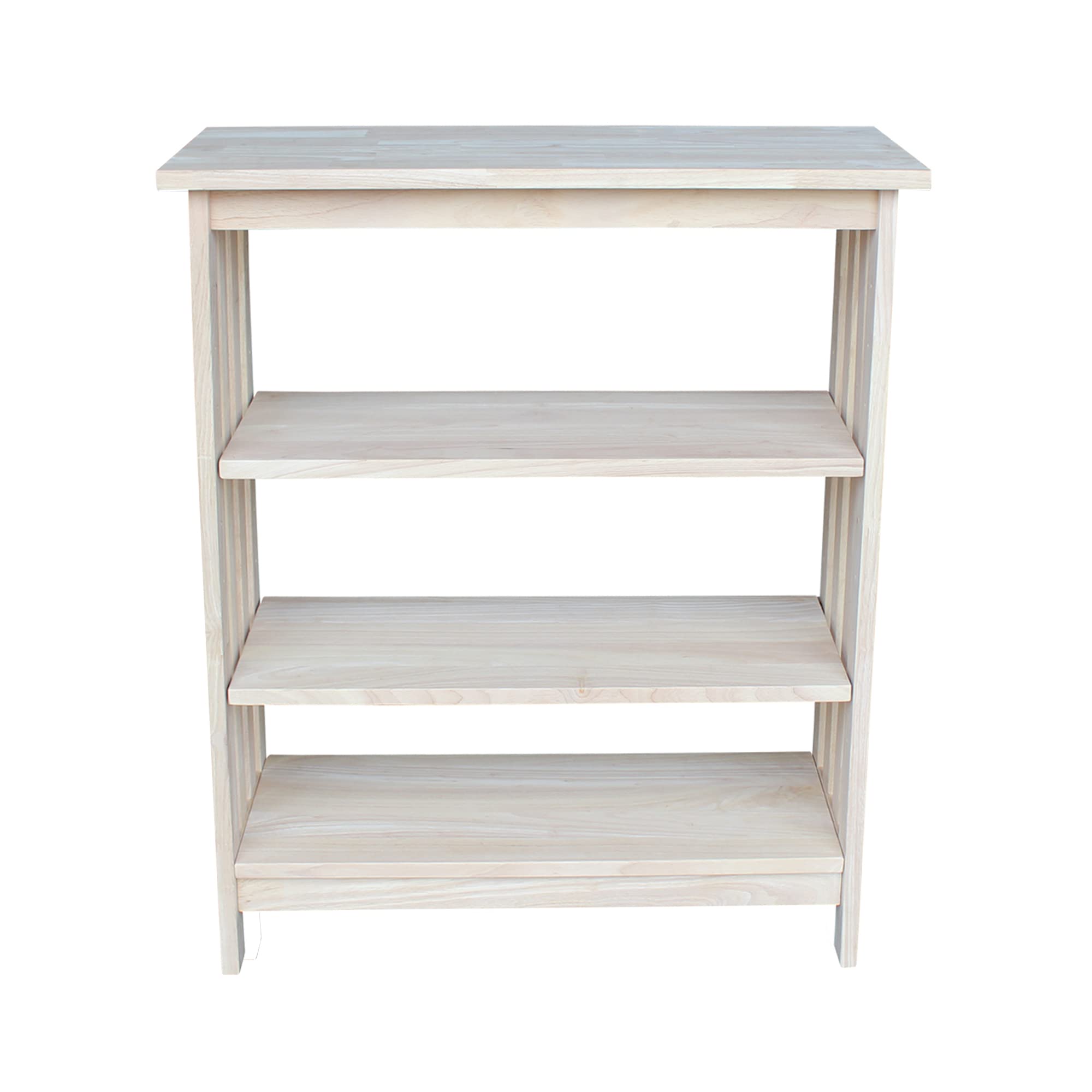 International Concepts 3-Tier Mission Shelf Unit - Unfinished Wood Storage Organizer for Living Room, Bedroom & Office | Rustic Home Decor