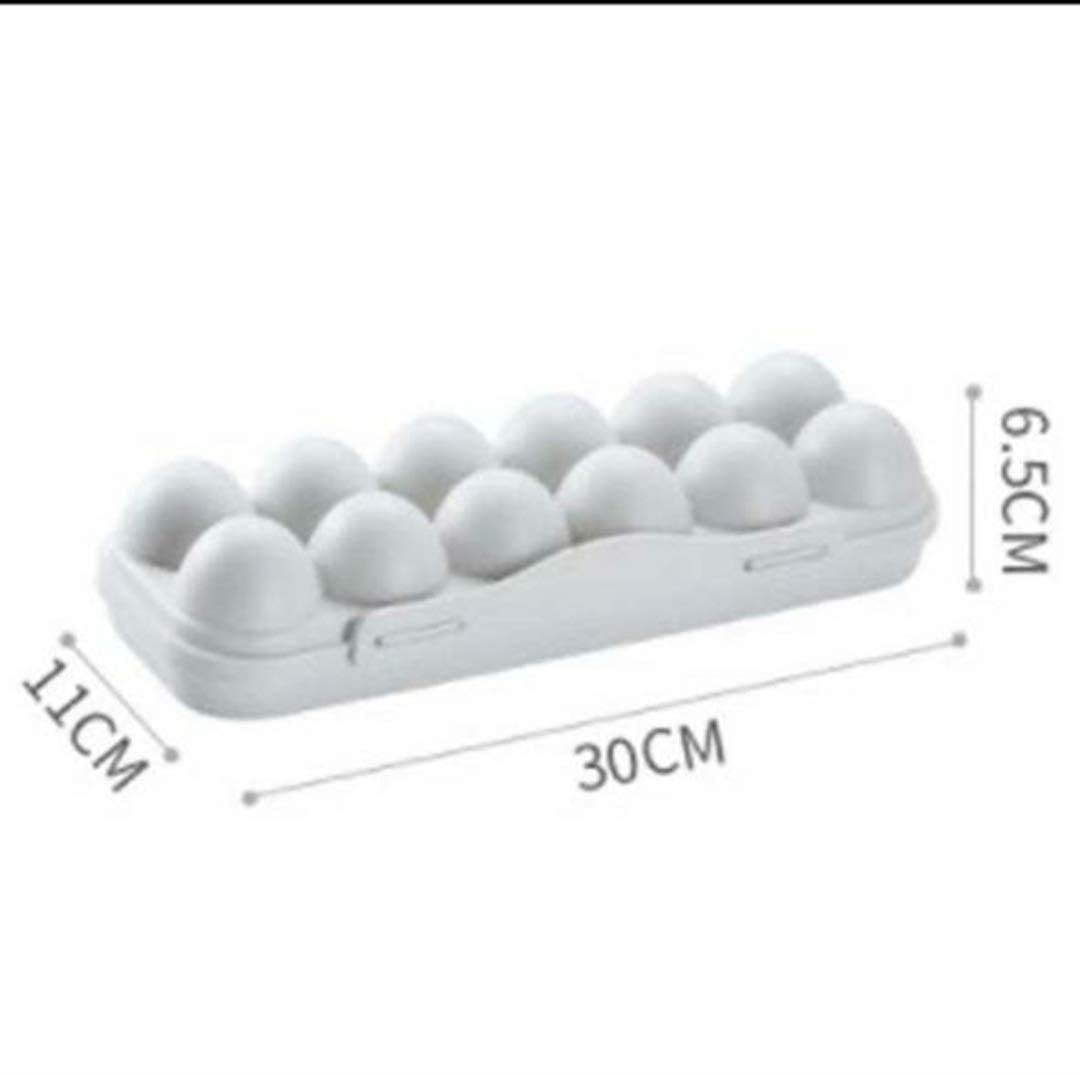Plastic Egg Tray Holder with Lid - 12-Capacity Refrigerator Storage Organizer for Fresh Eggs (Grey) | Perfect for Kitchen Organization & Egg Protection