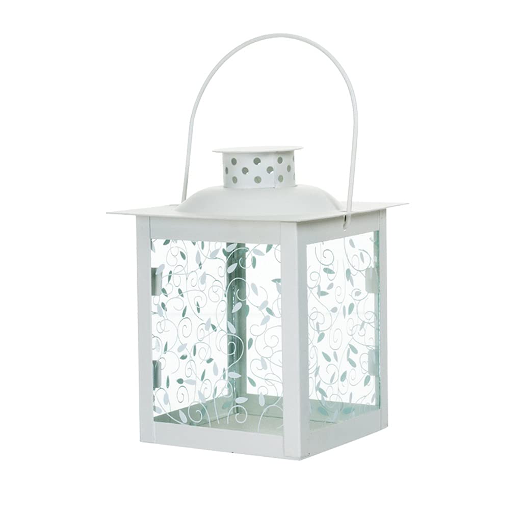 WYBFZTT-188 Elegant Iron Candle Holder - 30cm White Metal Stainless Steel Glass Wedding Centerpiece & Christmas Lantern - Perfect for Wedding Decor, Holiday Tablescapes, Romantic Dinners and Fireplace Mantel Displays