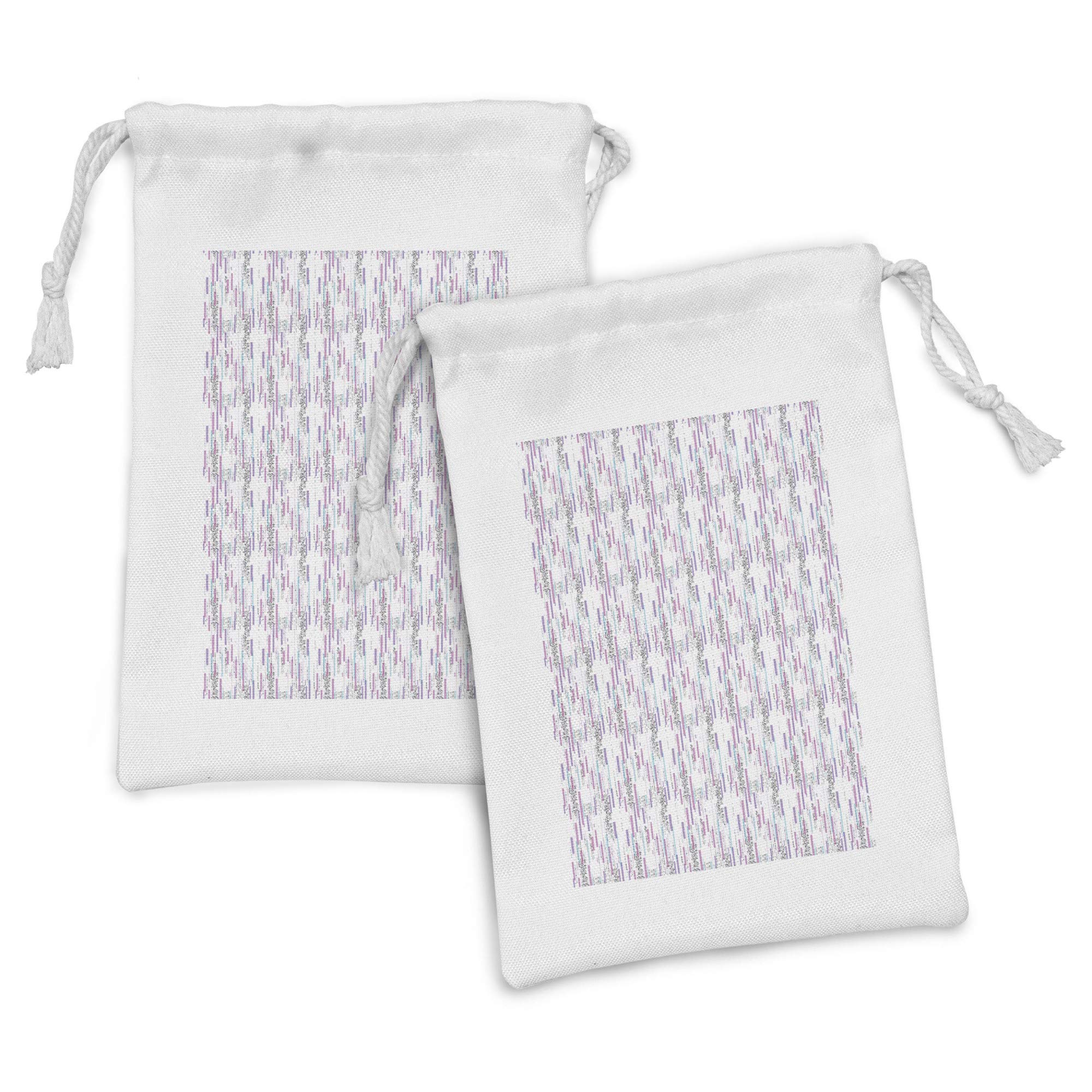 Ambesonne 2-Pack Aqua & Pink Fabric Drawstring Pouch Set - Futuristic Streaks Digital Design - 9